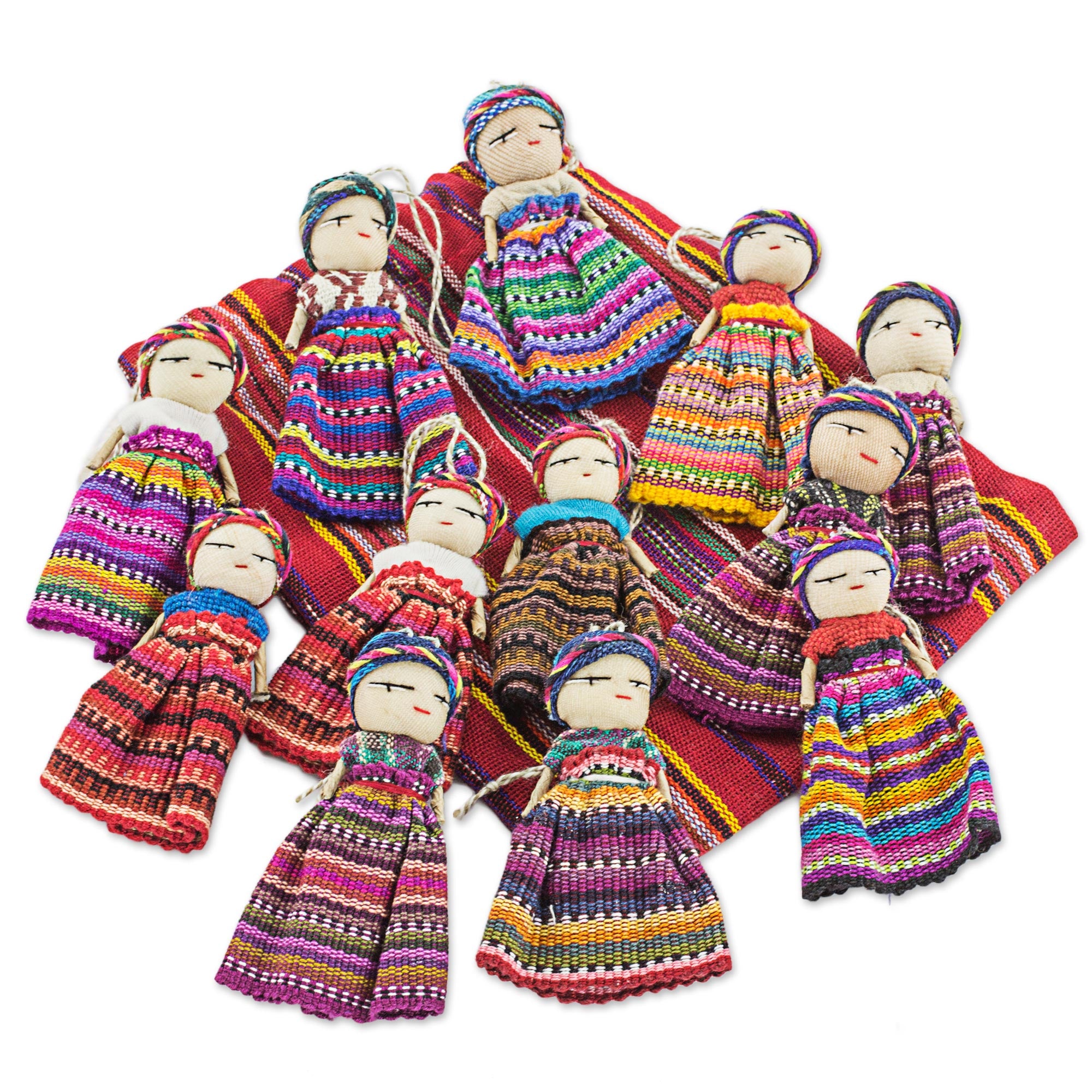 Premium Guatemalan Worry Dolls - Handmade Traditional Set of 12