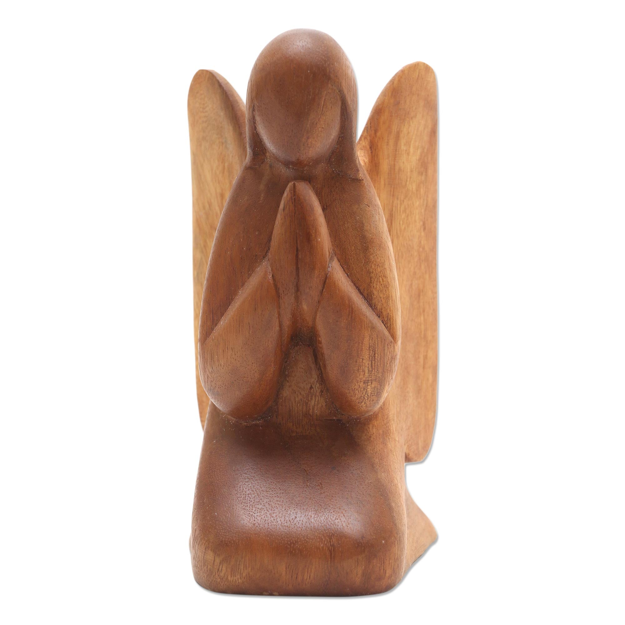 Premium Hand-Carved Angelic Prayer Statuette in Suar Wood