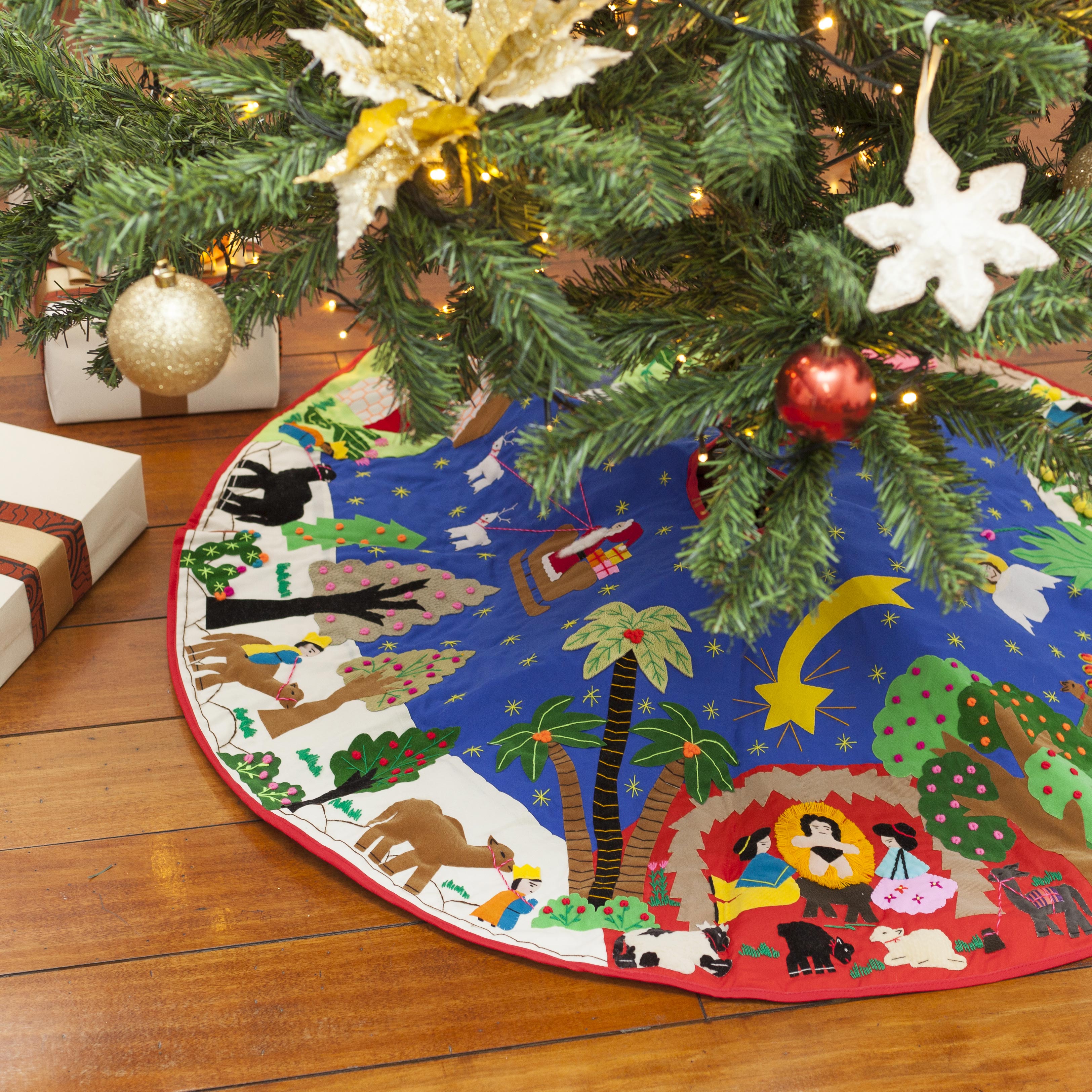 Premium Handmade Christmas Tree Skirt - Bethlehem Applique Design