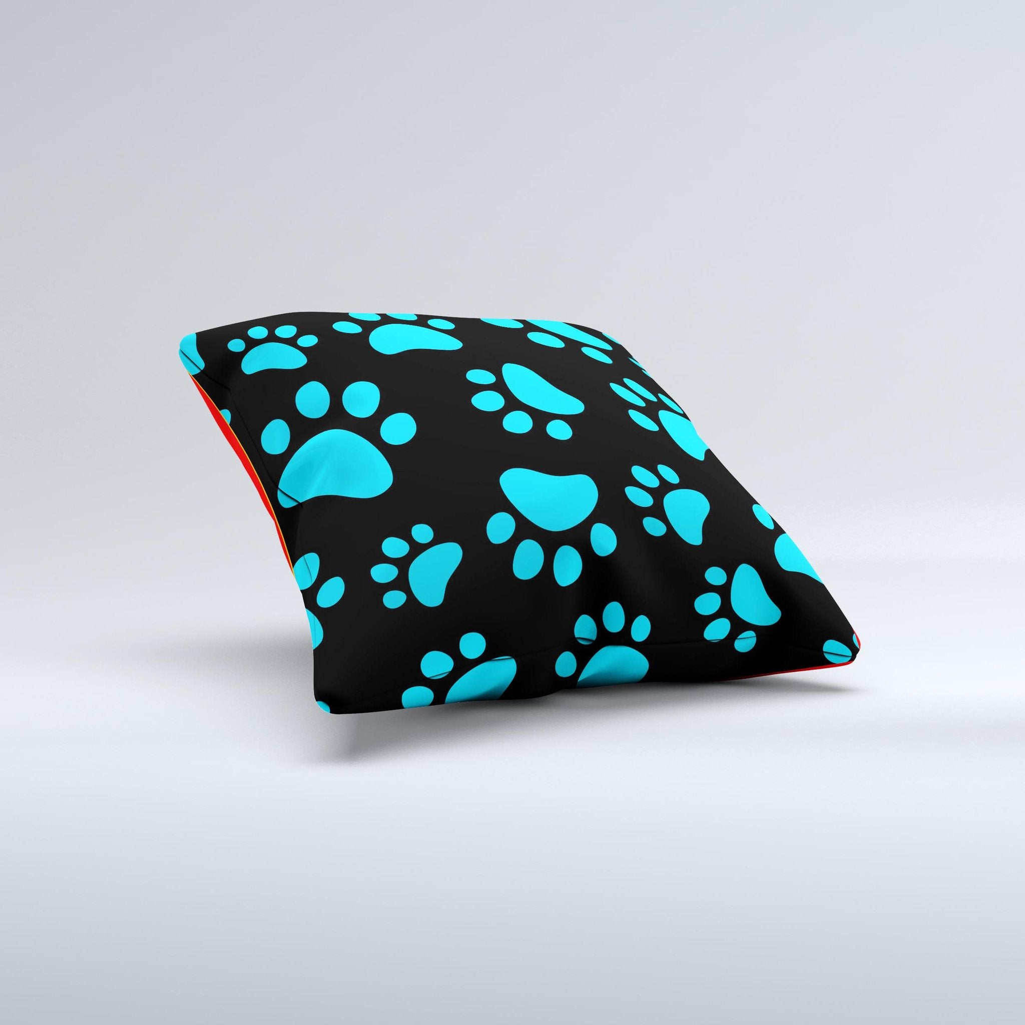 Premium Paw Print Ink-Fuzed Decorative Throw Pillow - Handcrafted in Virginia