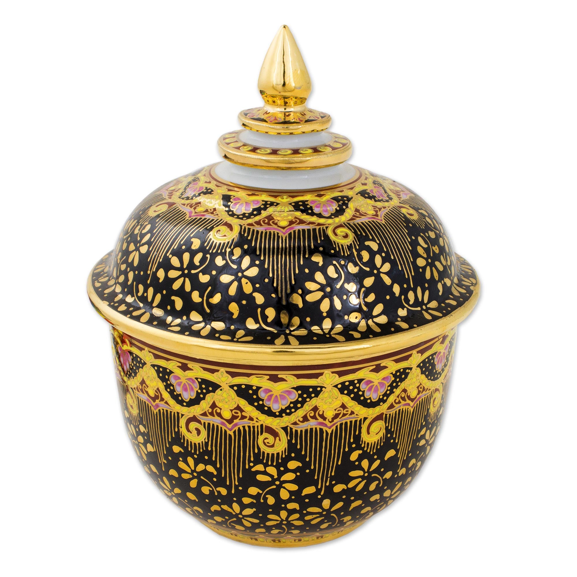 Premium Hand-Painted Benjarong Porcelain Jar – Thai Royal Pride Collection