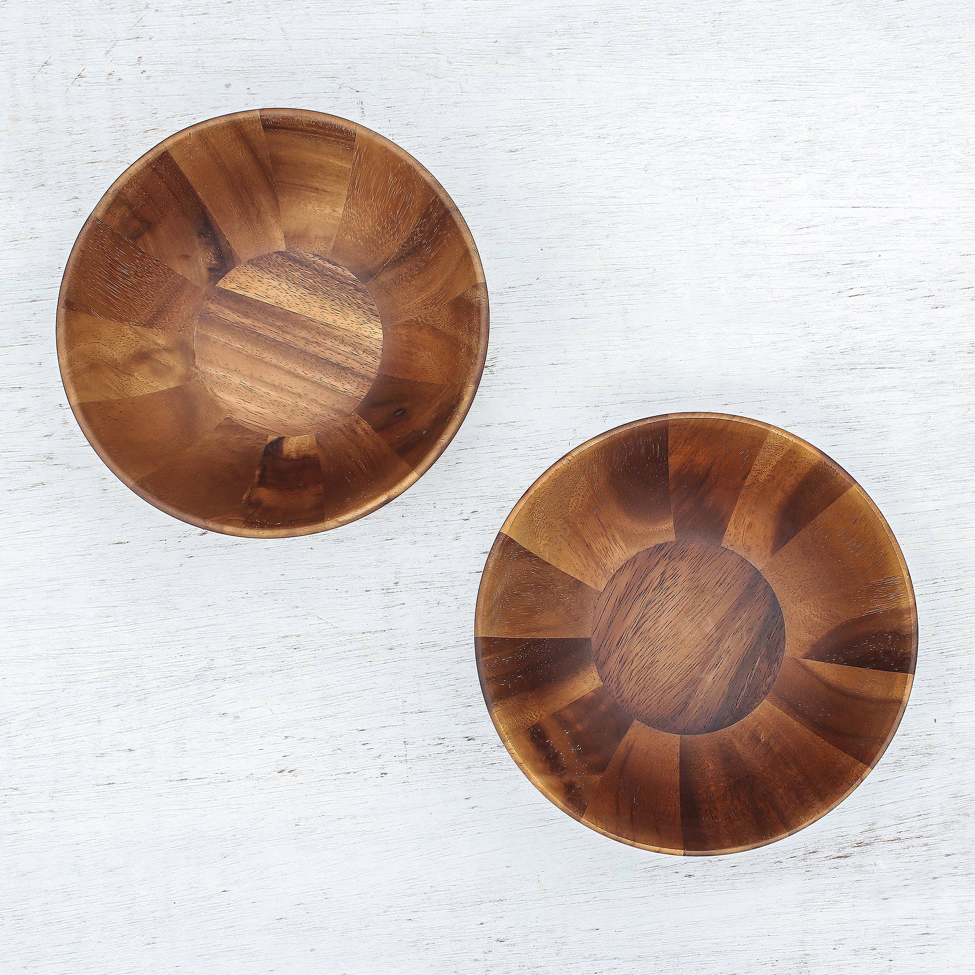Premium Handcrafted Raintree Wood Bowls Set from Thailand – Artisan Pair