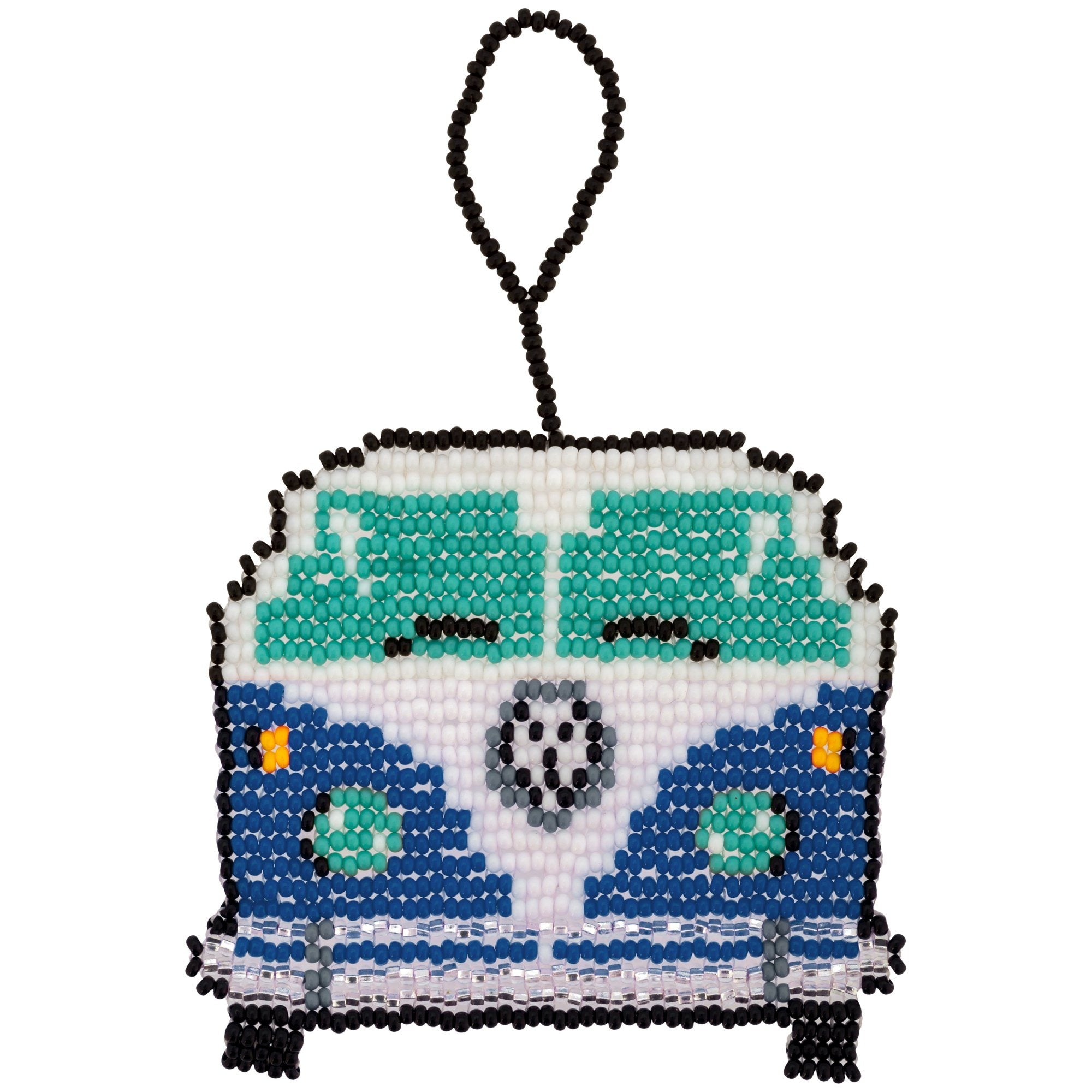 Premium Hippie Van Beaded Ornament - Retro Style