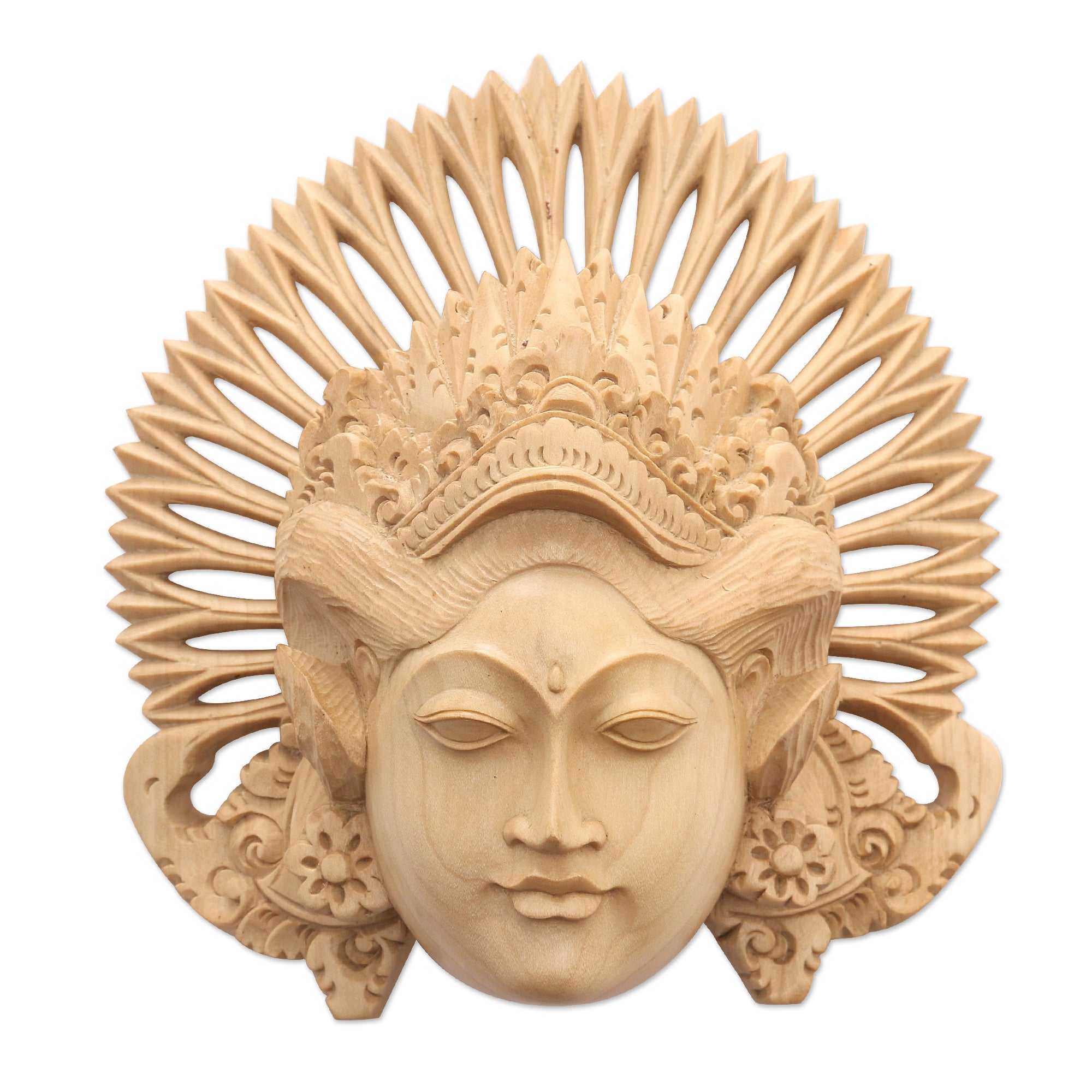 Premium Hand-Carved Janger Dancer Wood Mask from Bali