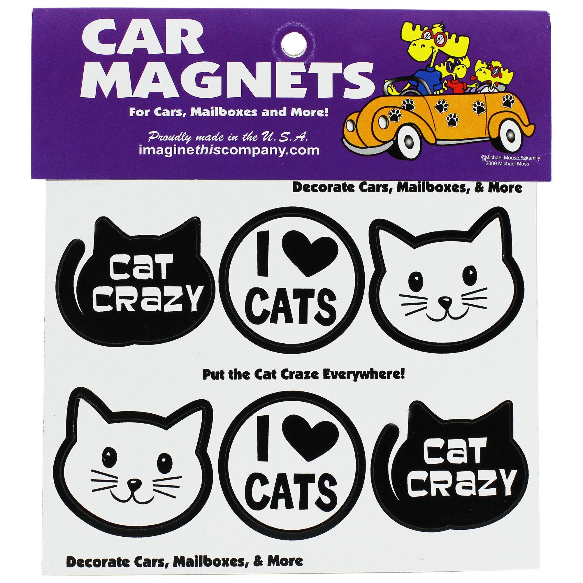 Premium Cat Crazy Mini Car Magnets - Ultimate Set of 6 Adorable Designs