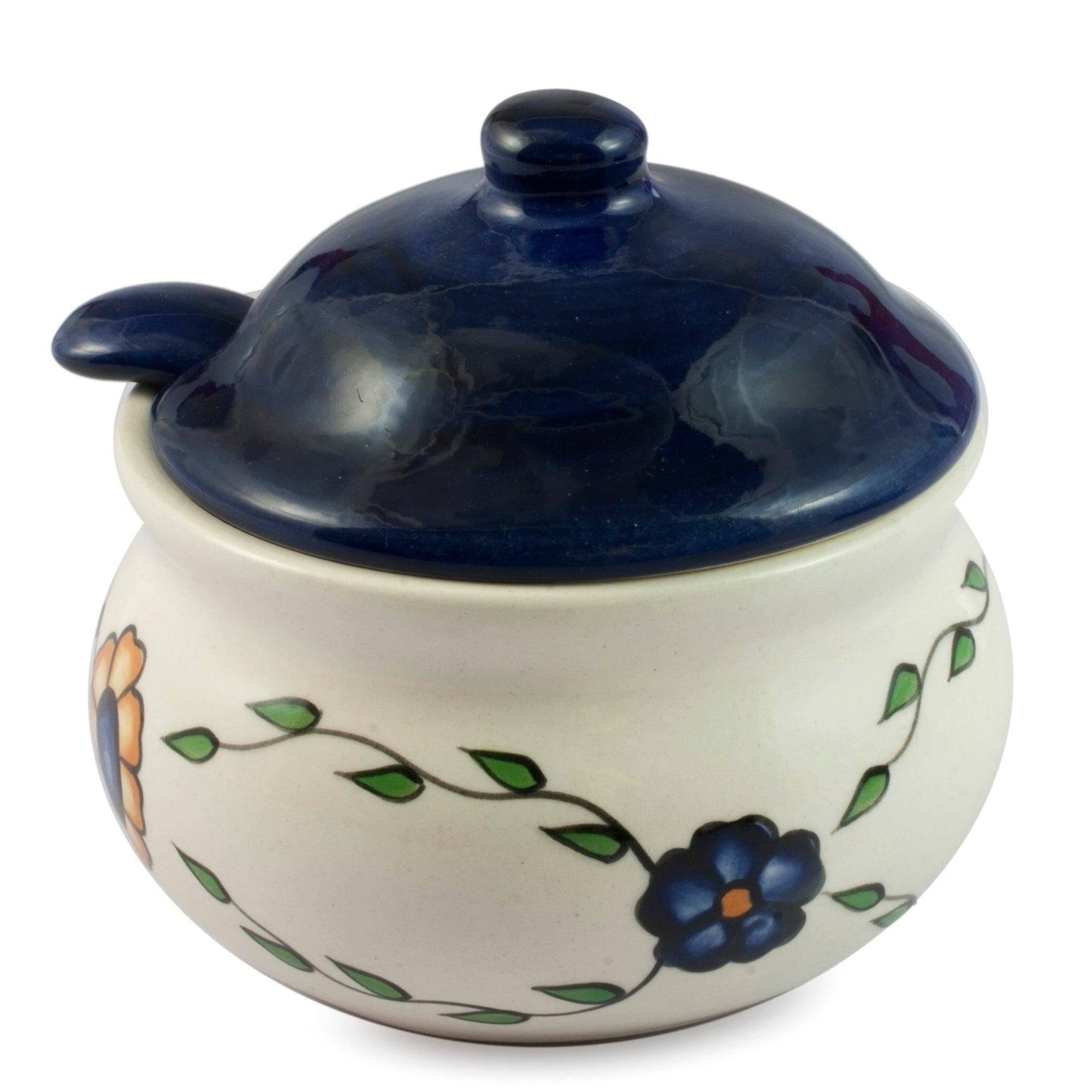 Premium Margarita Floral Ceramic Sugar Bowl with Spoon
