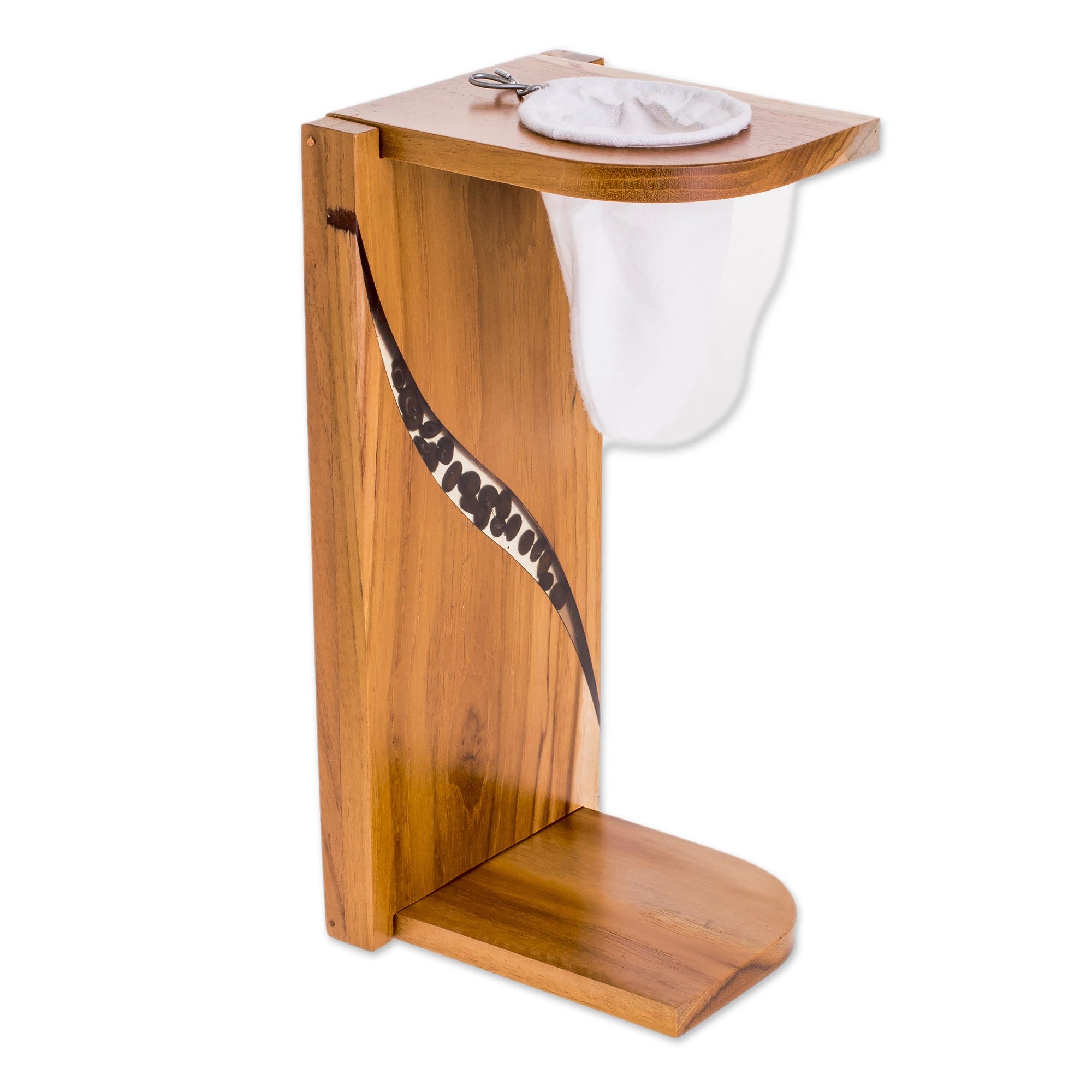 Premium Costa Rica-Style Teak Wood & Coffee Bean Drip Coffee Stand