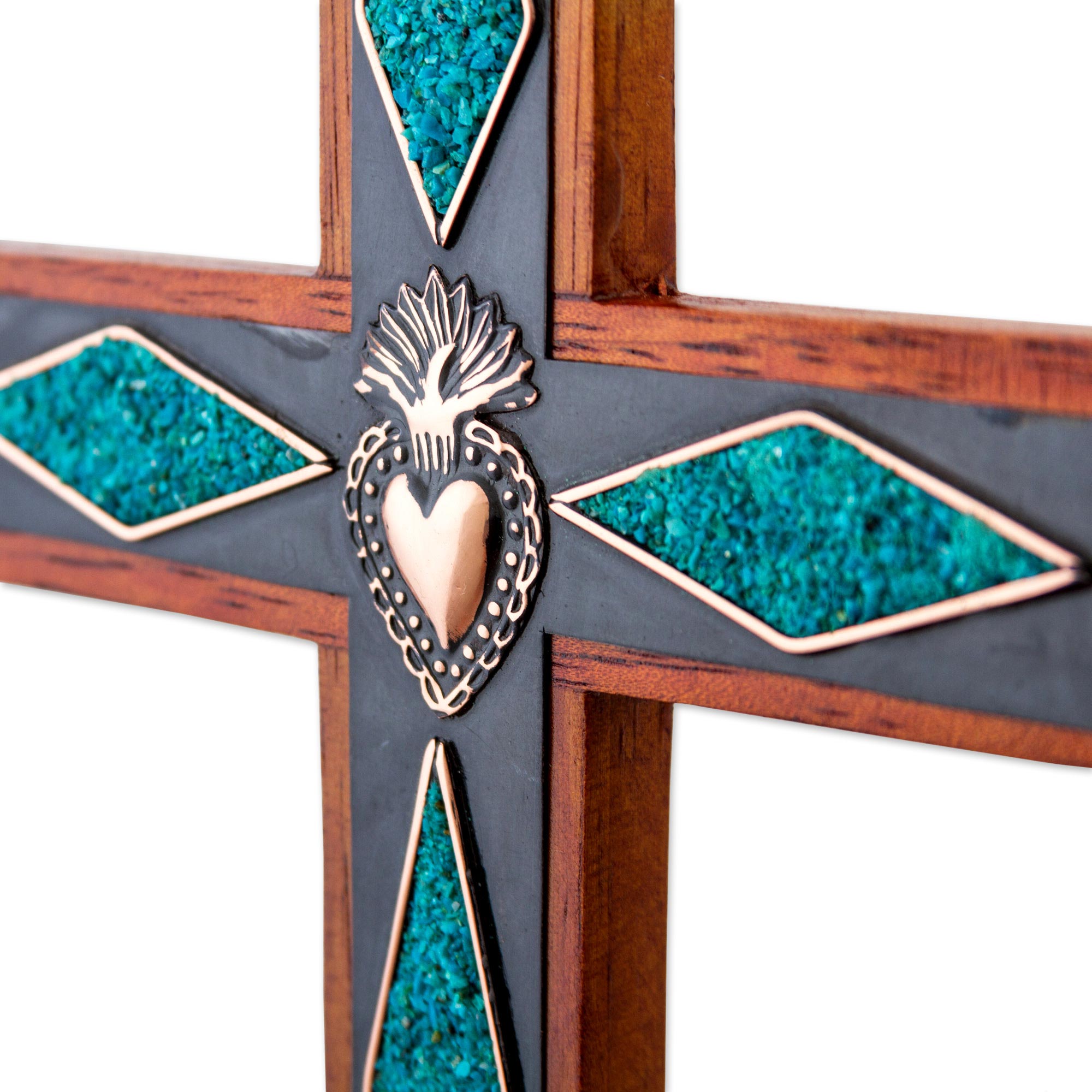 Premium Chrysocolla Wall Cross - Handcrafted Spiritual Decor