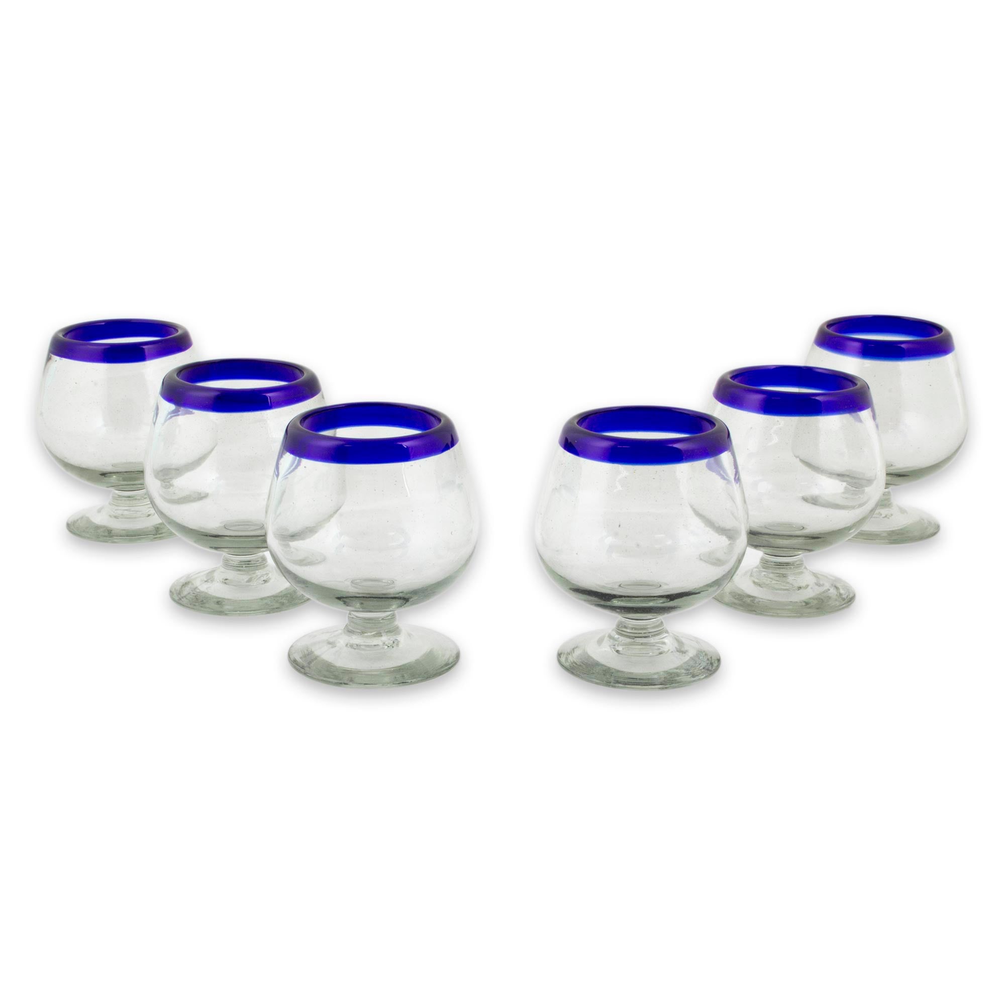 Premium Cobalt Blue Hand-Blown Tequila Glasses - Set of 6