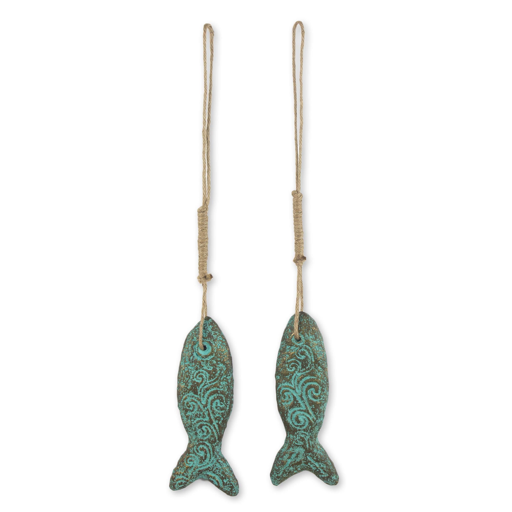 Premium Handmade Recycled Paper Buddhism Fish Ornament Pair