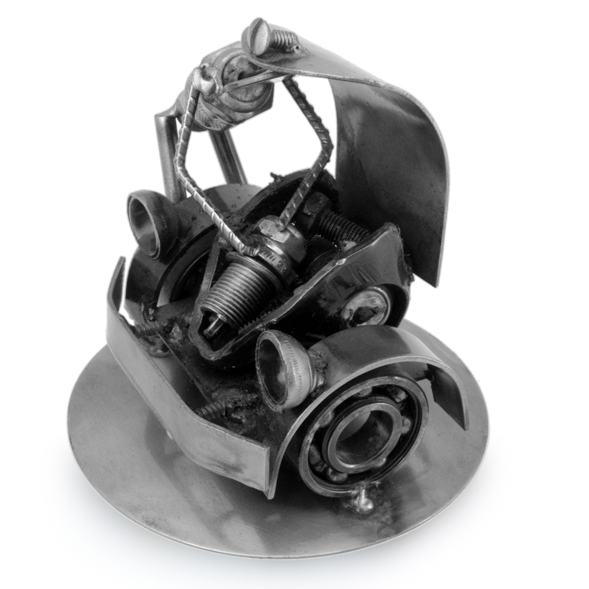 Premium Rustic Car Mechanic Sculpture - Handmade Recycled Metal Art