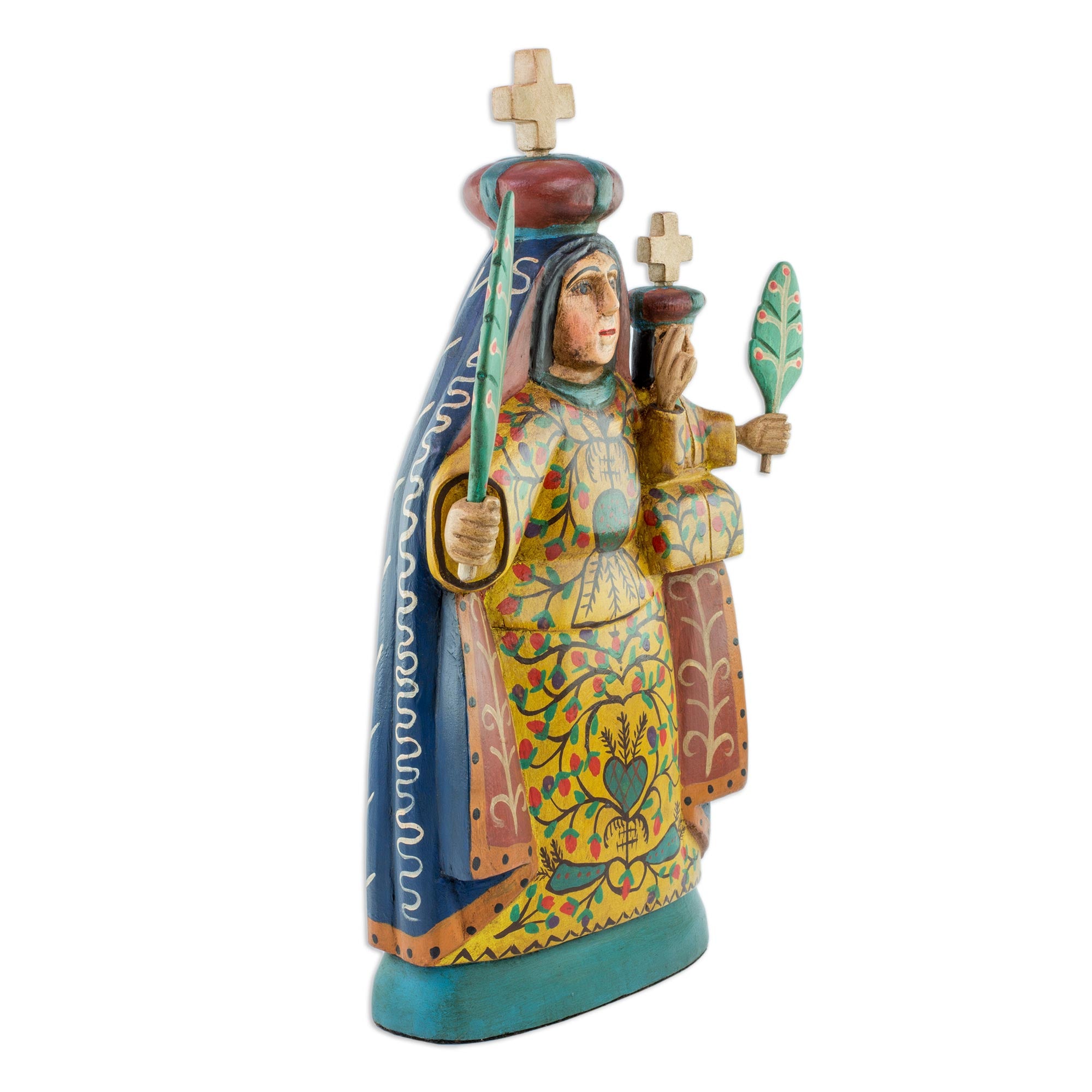 Premium Handcrafted Our Lady of Candelaria Wood Sculpture - Devotional Art Piece