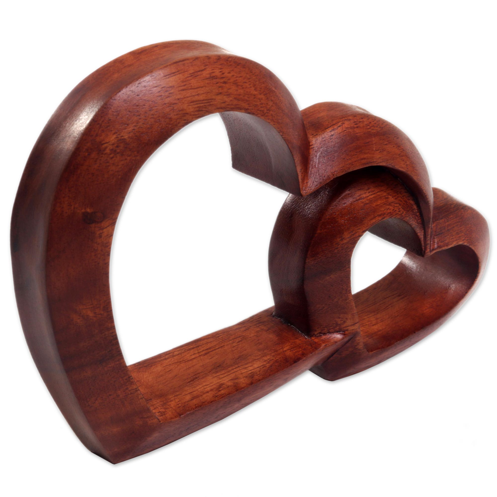 Premium Warm Hearts Wood Sculpture - Handcrafted Love Expression