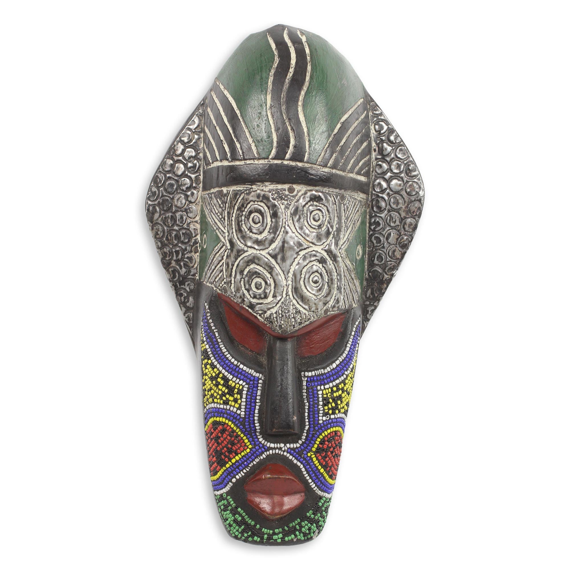 Premium Landa Tribal Chief African Beaded Wood Mask - Ultimate Wall Decor