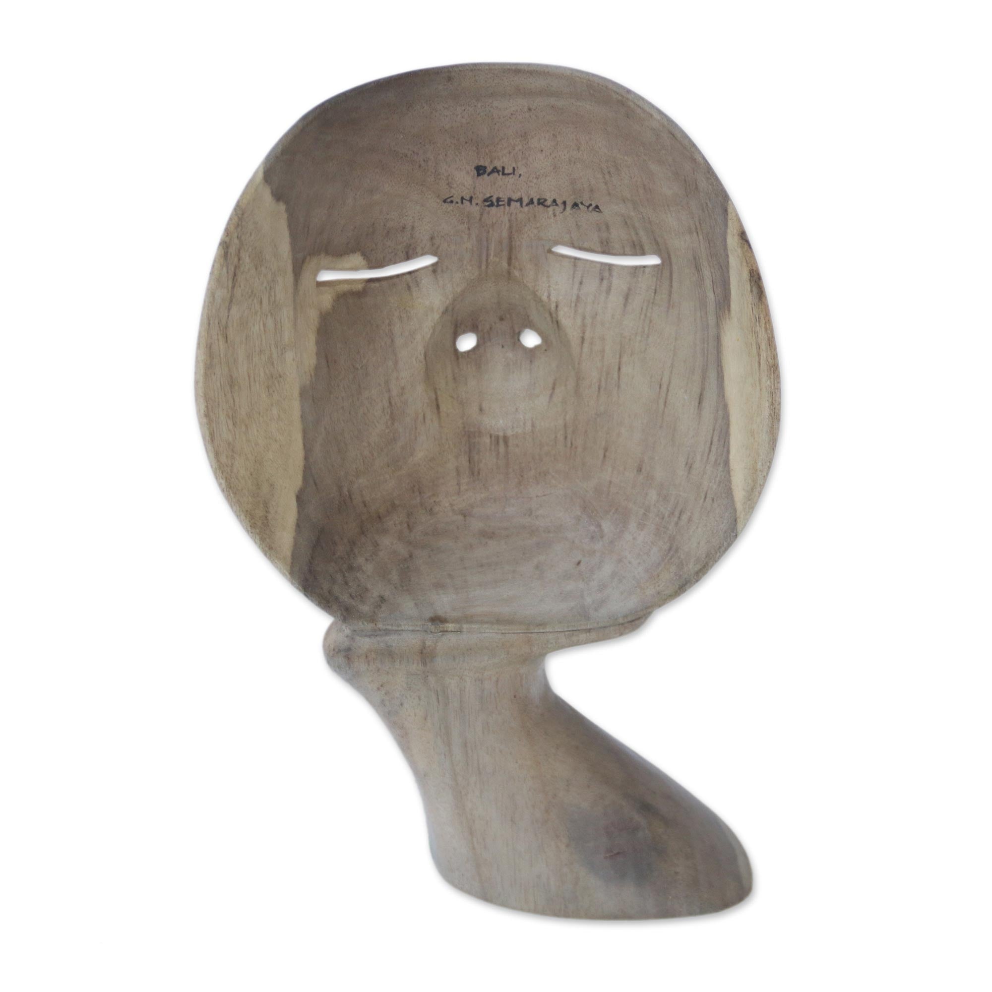 Premium Hand-Carved Hibiscus Wood Floral Butterfly Tabletop Mask
