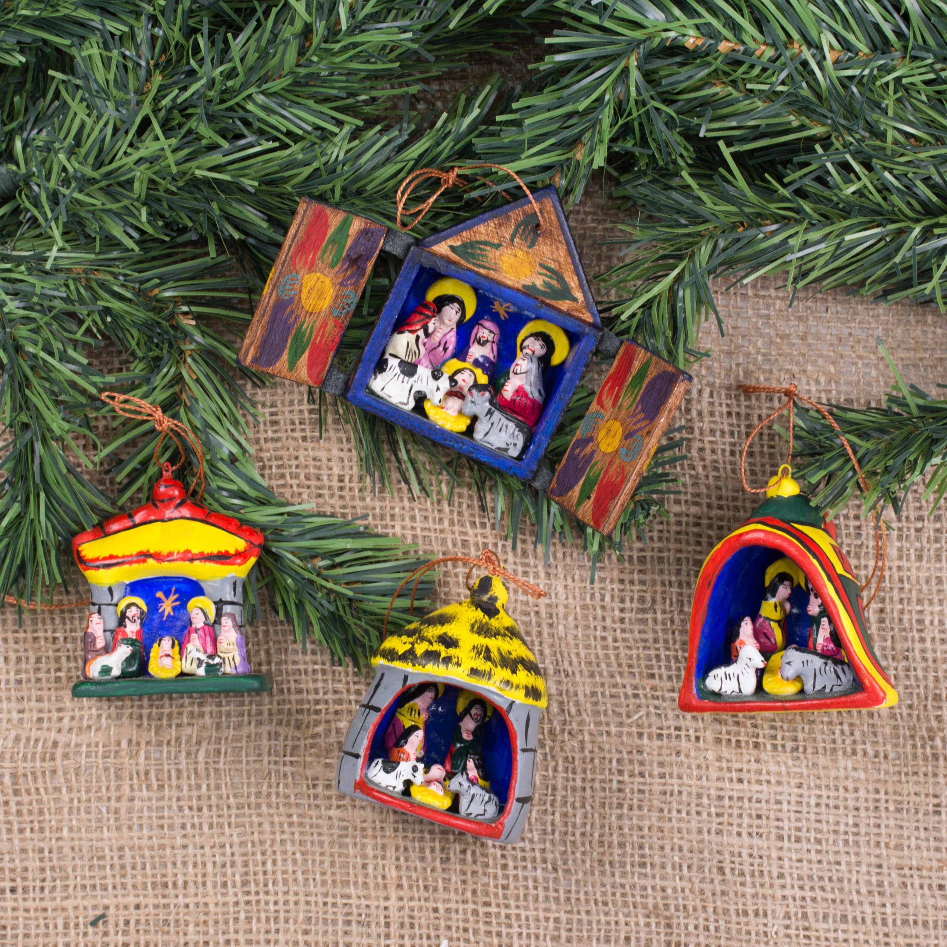 Premium Handcrafted Nativity Christmas Ornaments Set of 4 - Andean Inspired