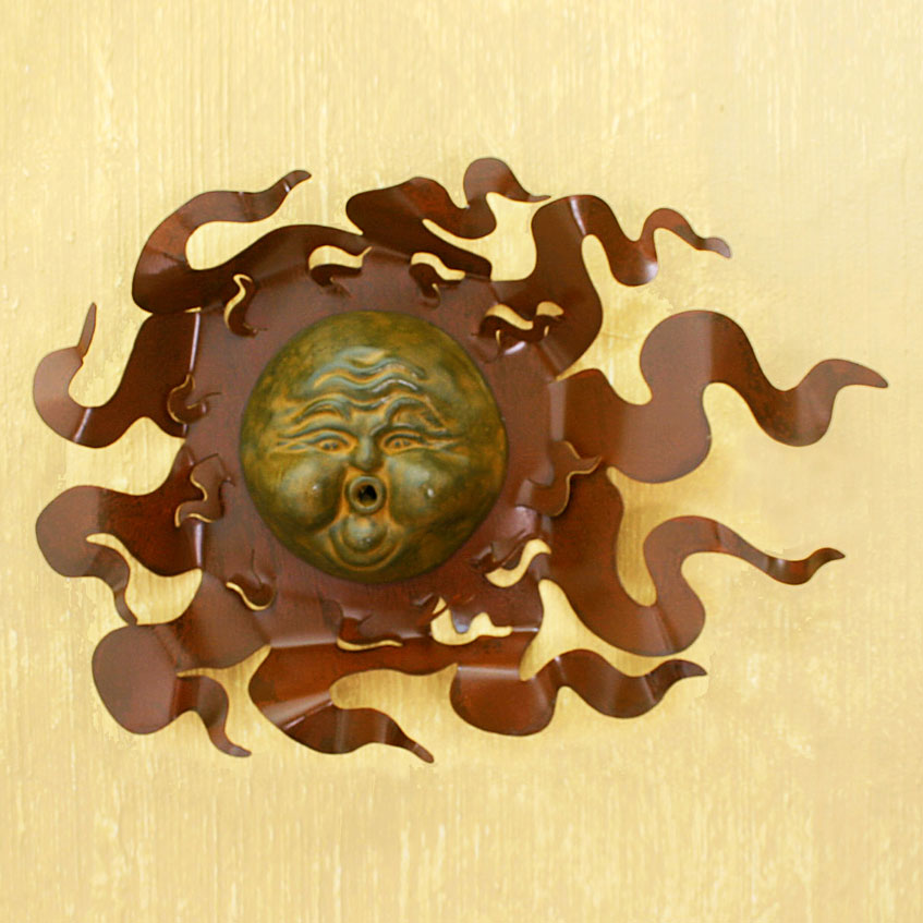 Premium Solar Wind Steel Wall Art - Handcrafted Iron & Ceramic Sculpture