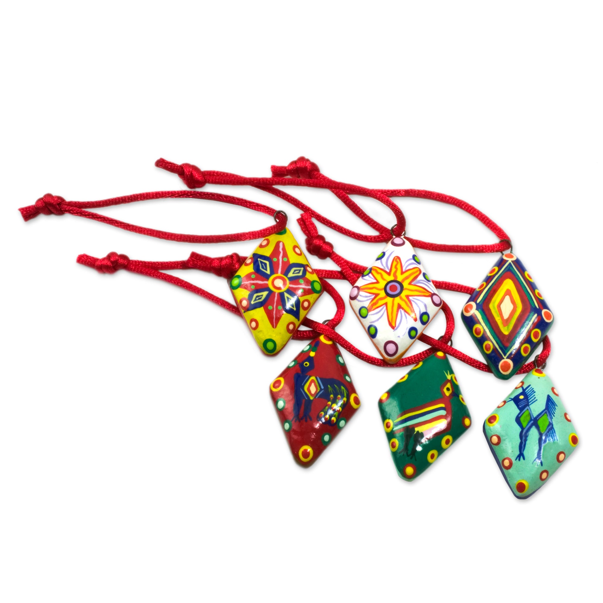 Premium Handmade Guatemalan Ceramic Ornaments - Set of 6