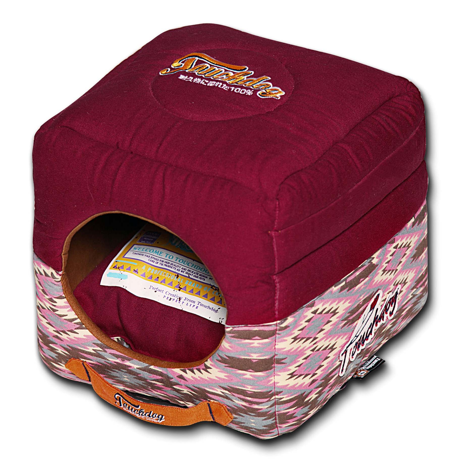 Touchdog? 70's Vintage Tribal Dog House Bed - Premium 2-in-1 Convertible Pet Bed