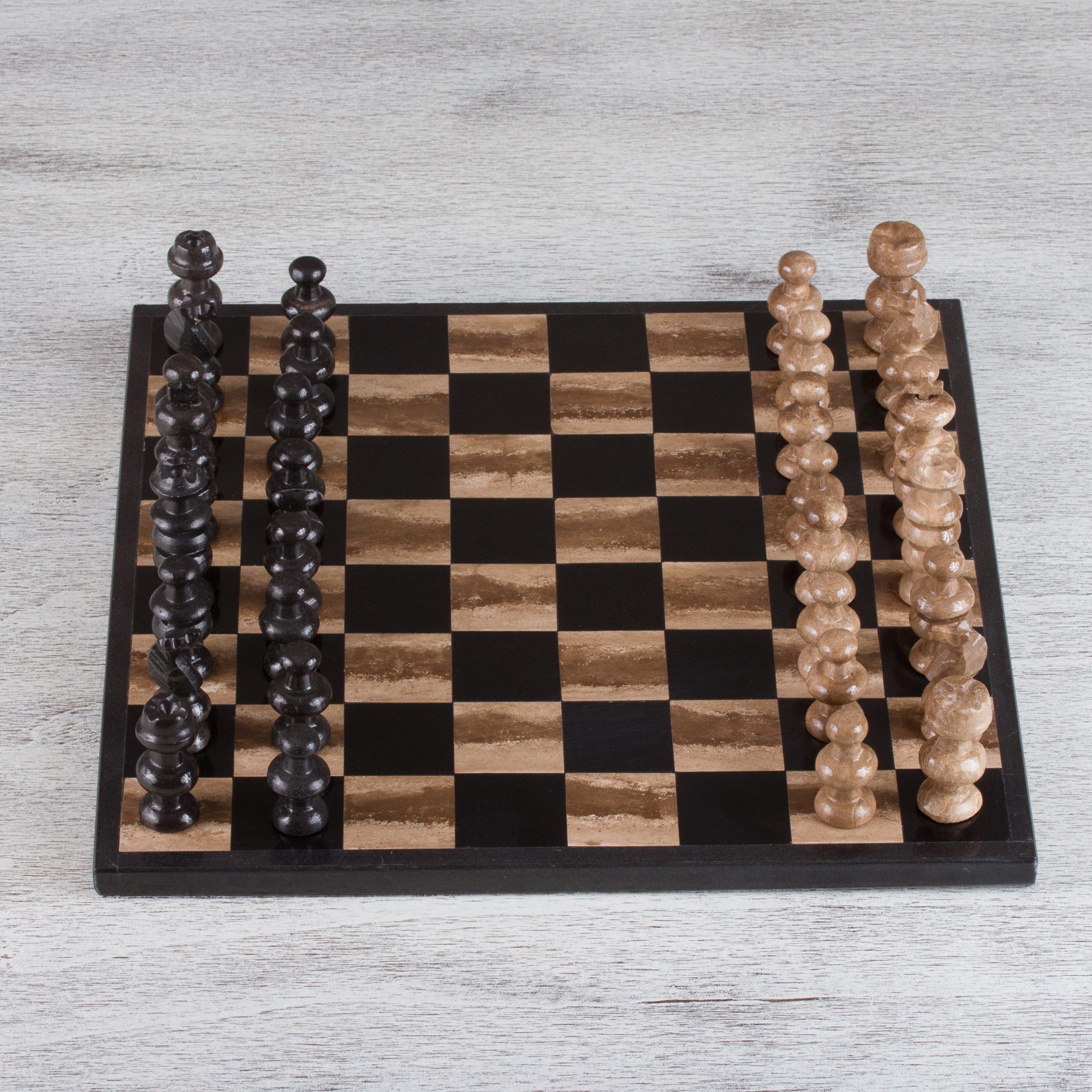 Premium Marble Chess Set - Handcrafted in Mexico | Beige & Black Luxury Design