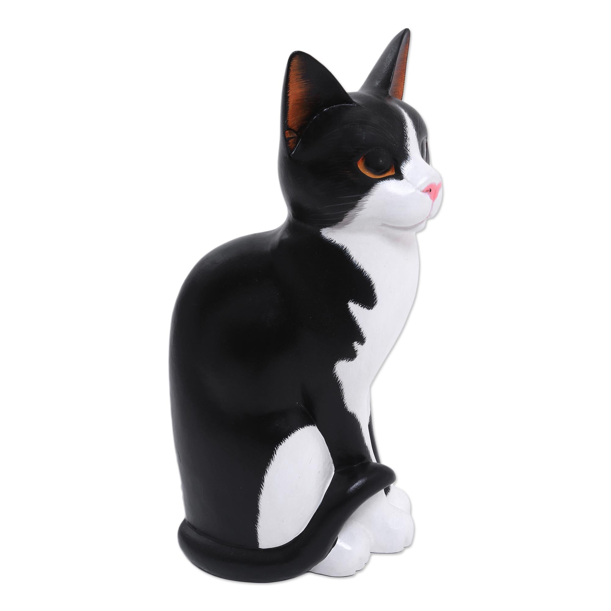 Premium Handcrafted Albesia Wood Cat Sculpture by Nengah Sudarsana