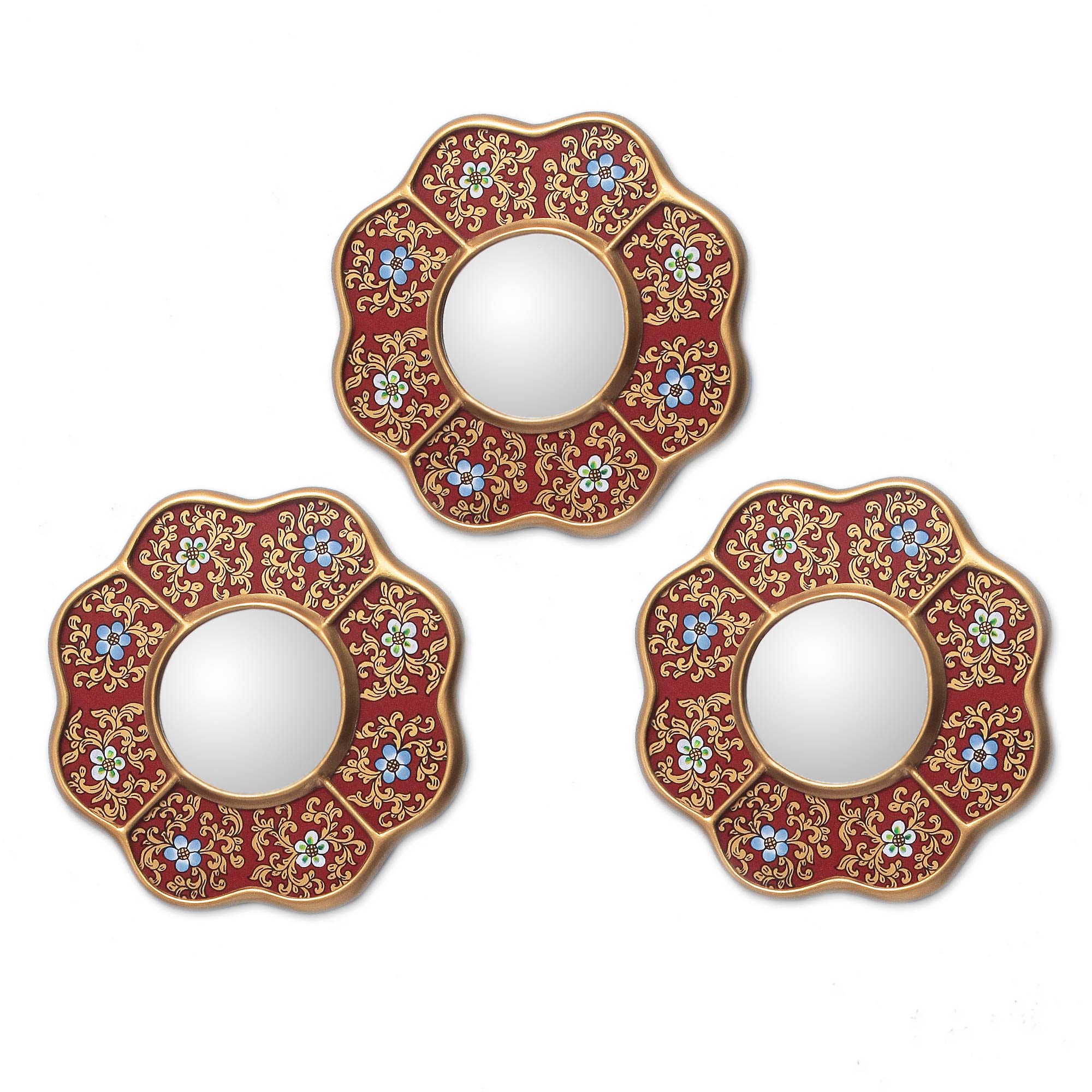 Premium Spring Petite Collectible Mirrors - Hand-Painted Floral Design