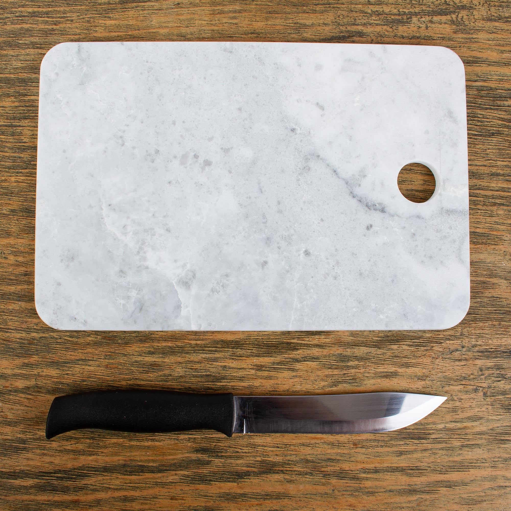 Premium White & Grey Marble Cutting Board - Handcrafted in Mexico