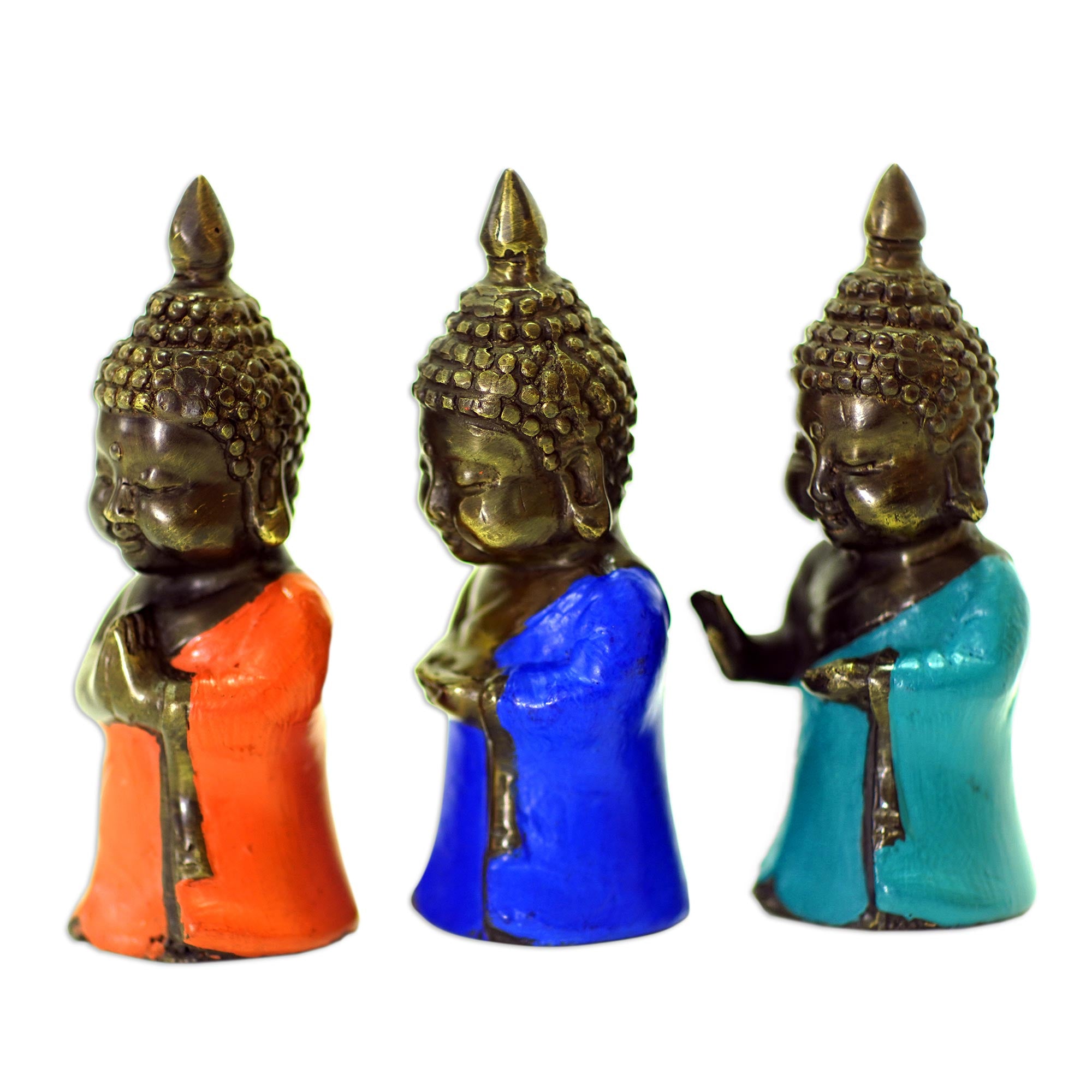 Premium Handcrafted Bronze Buddha Figurine Set - Blessings in Trio