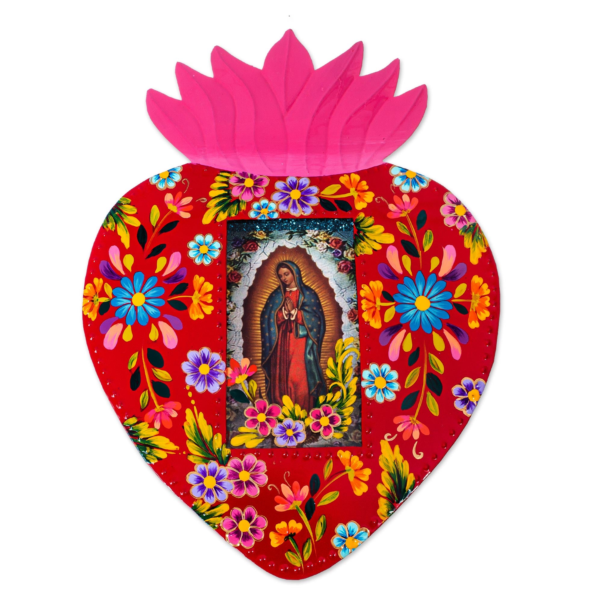 Premium Handcrafted Virgin of Guadalupe Heart Plaque & Photo Frame – Sacred Art for Your Home