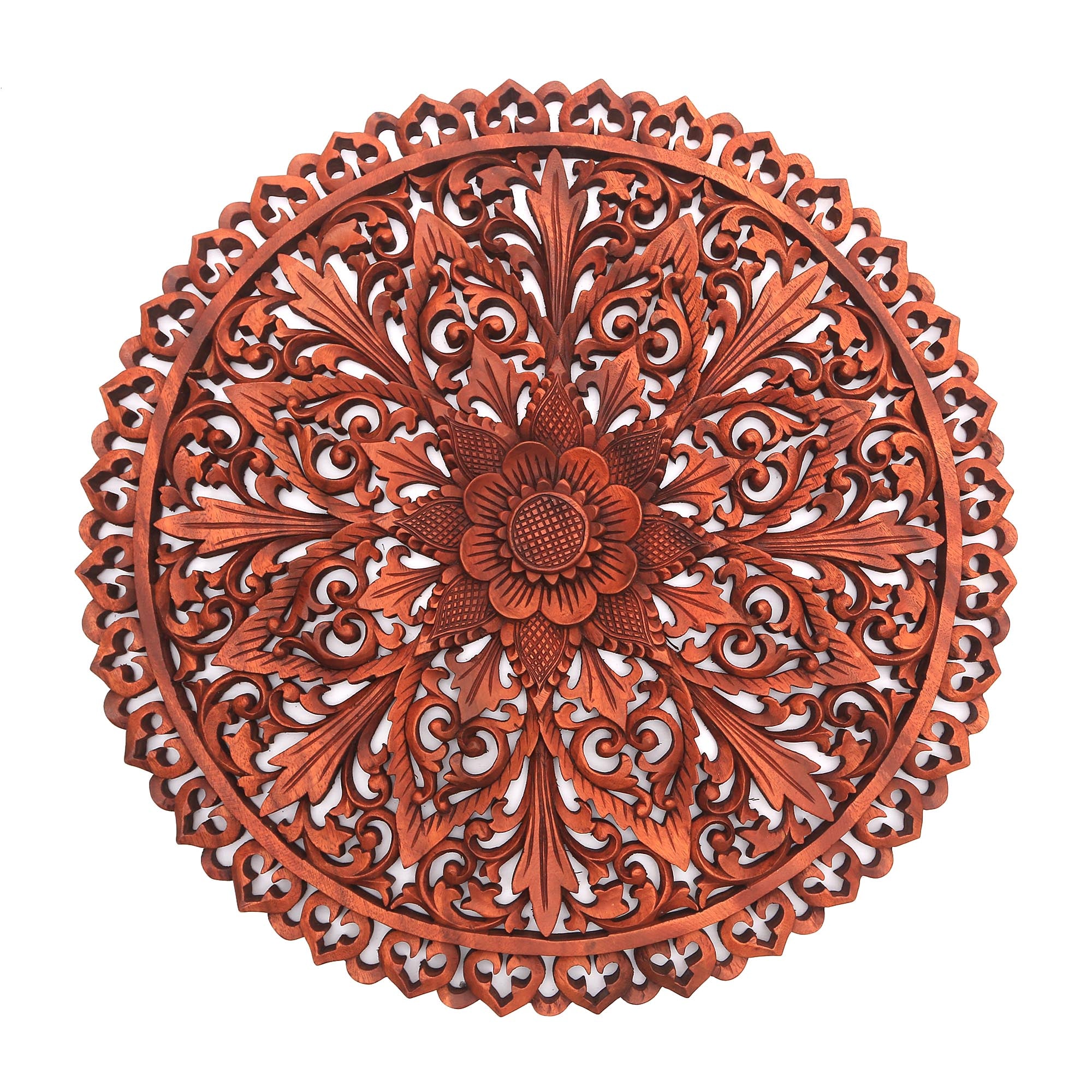 Premium Hand-Carved Suar Wood Wall Art with Flower Motif – Gallant Flower Collection