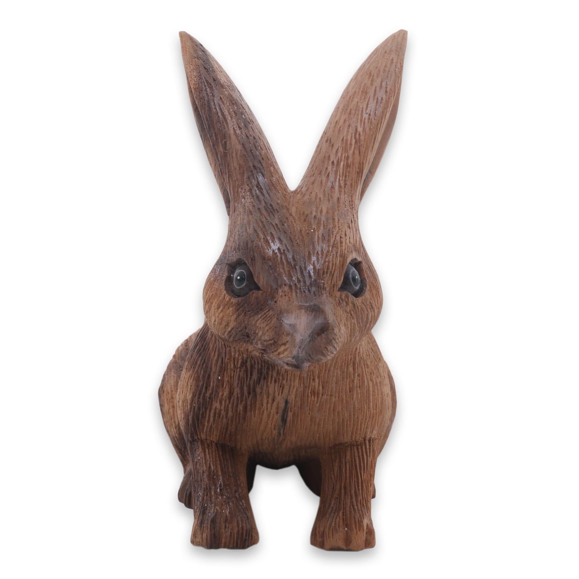 Premium Hand-Carved Long-Haired Ginger Rabbit Statue - Authentic Balinese Artistry