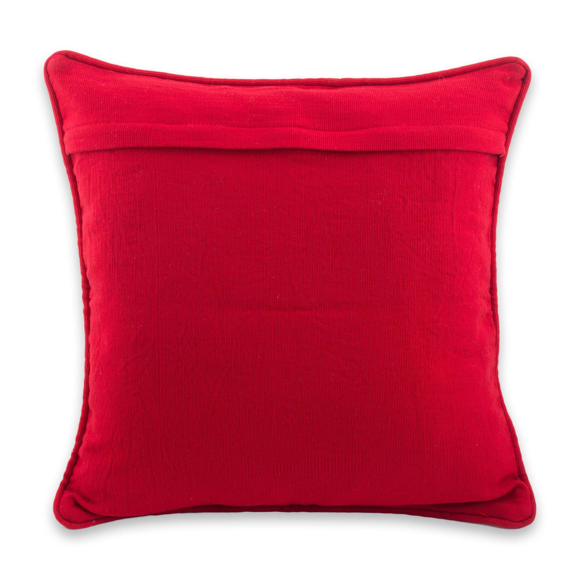 Premium Red Quiche Birds Handwoven Cotton Cushion Cover