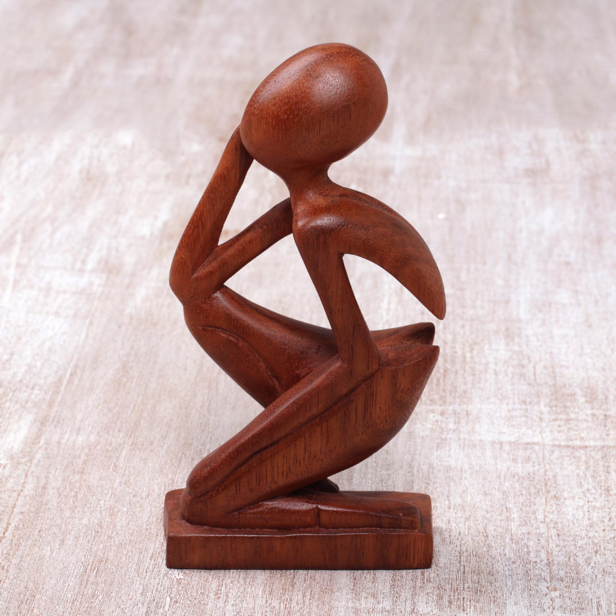 Premium Handcrafted Wooden Meditation Sculpture - 'Soulful Solitude'