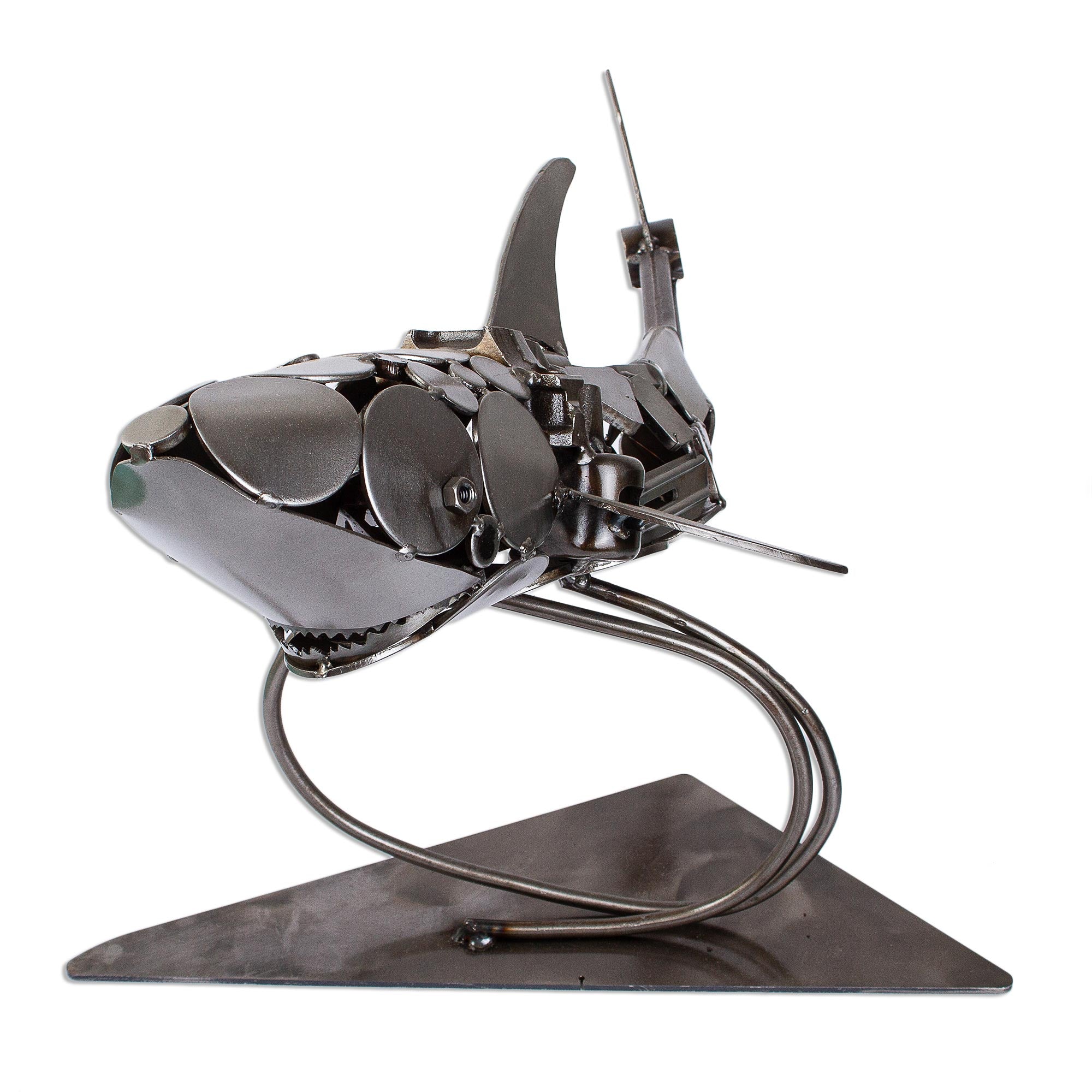 Premium Rustic Shark Sculpture - Recycled Auto Parts Art