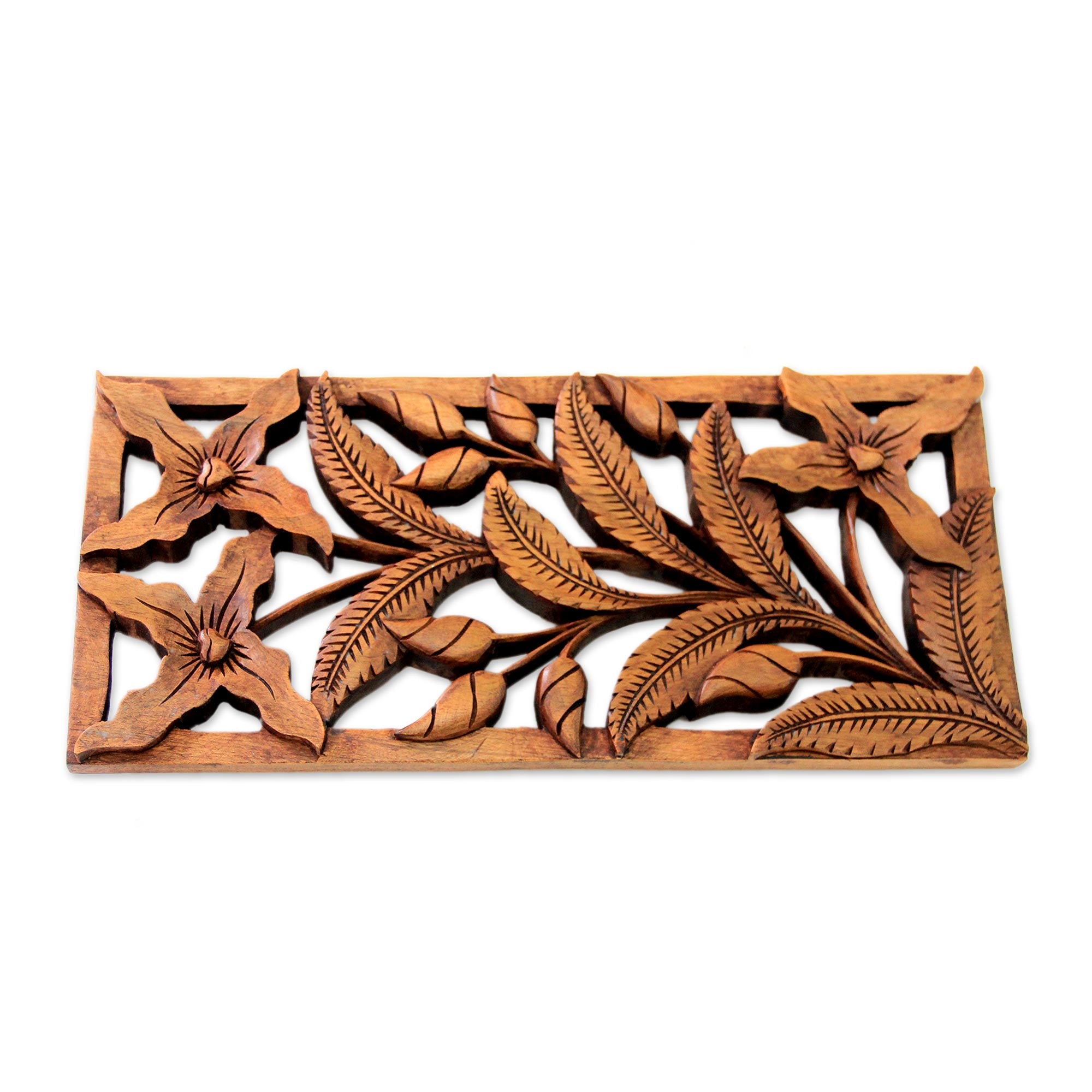 Premium Wild Orchids Floral Wood Wall Art - Handcrafted in Bali
