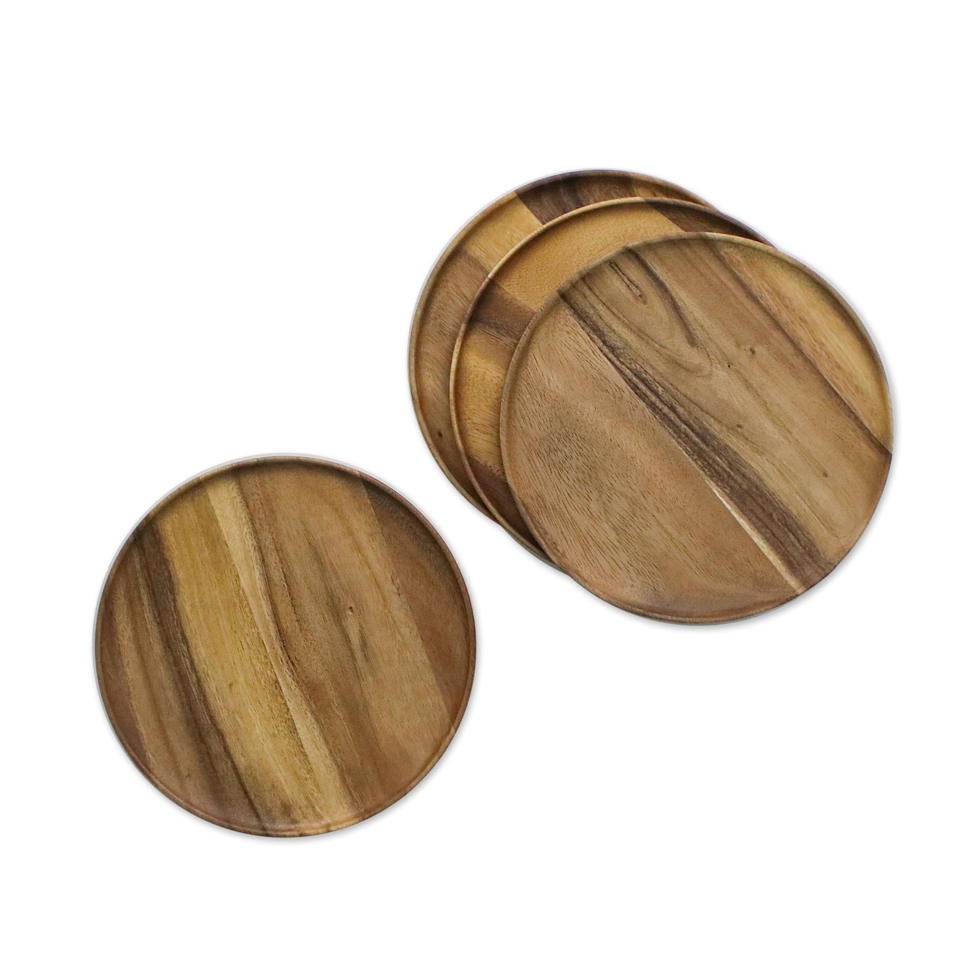 Premium Handcrafted Raintree Wood Plate Set - Eco-Friendly Dining Essentials