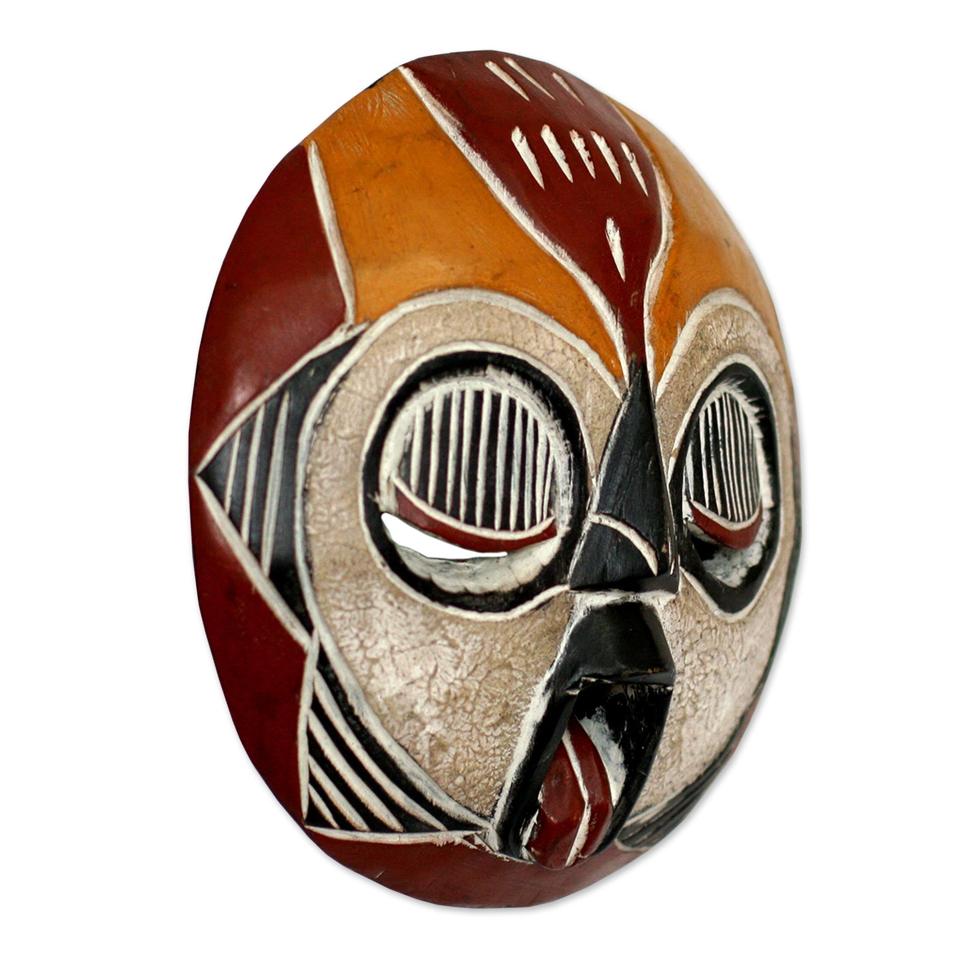 Premium Ogya Fire Mask - Handcrafted African Wood Art