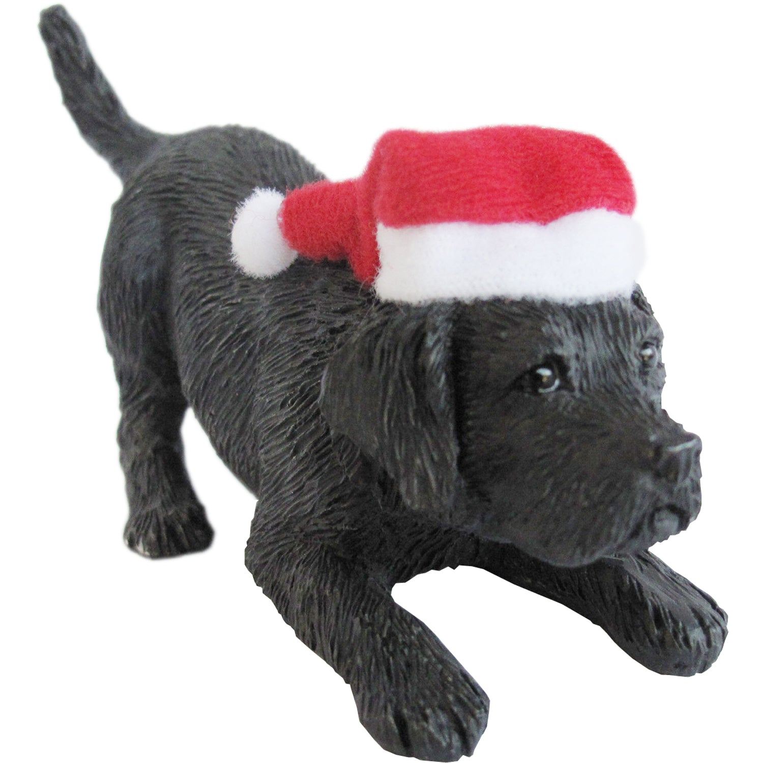 Premium Hand-Painted Black Labrador Christmas Ornament - Festive Santa Hat Design