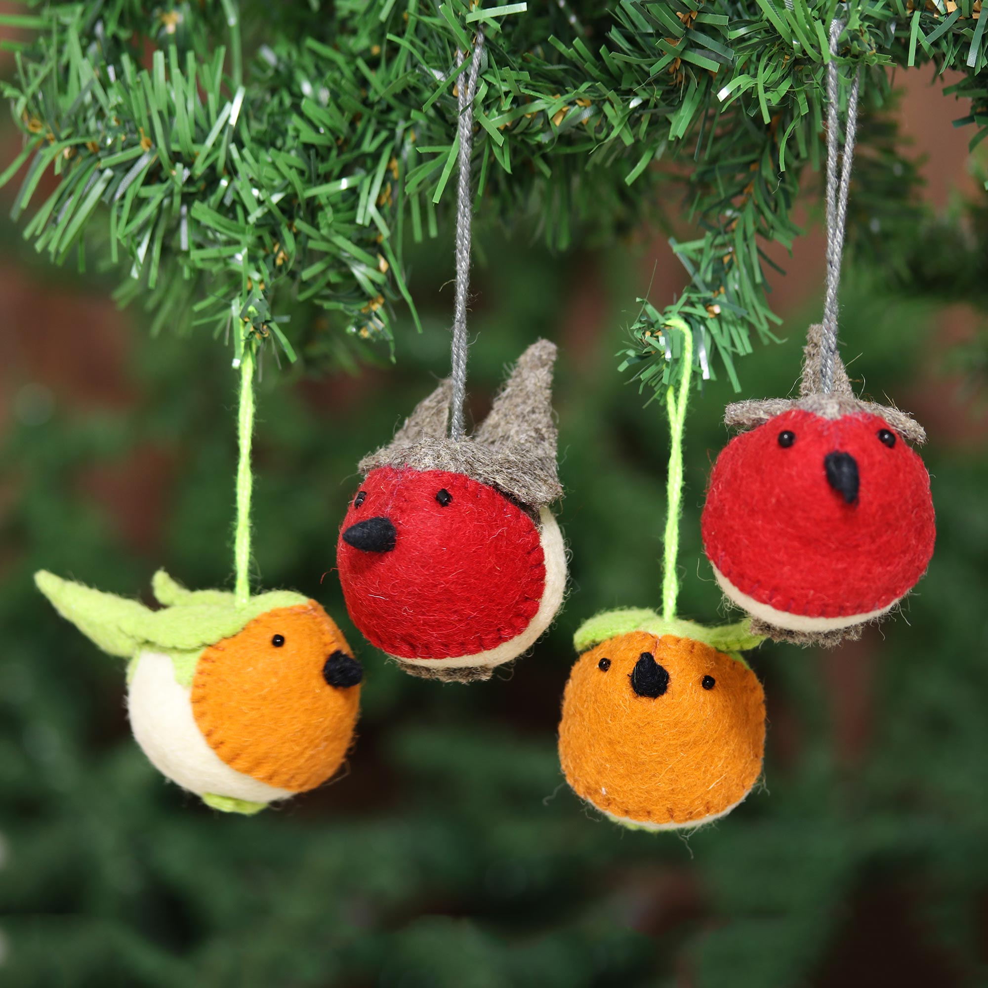 Premium Handcrafted Christmas Song Wool Ornaments - Set of 4