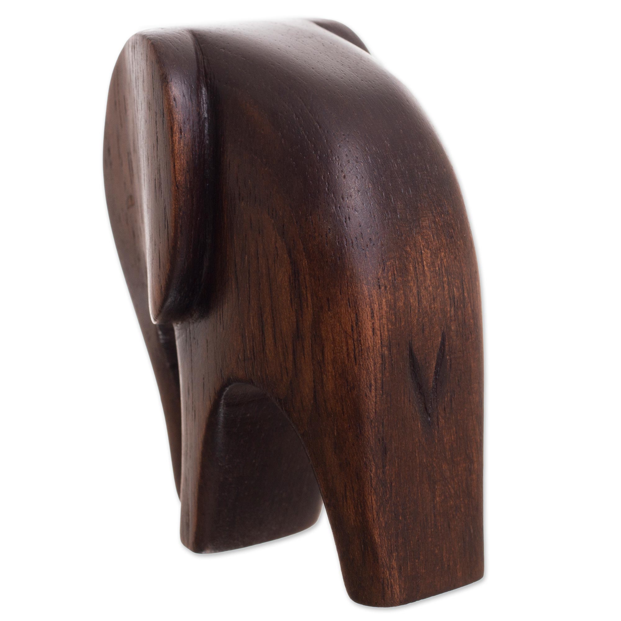 Premium Hand-Carved Cedar Wood Elephant Figurines from Peru - Mother & Baby Pair