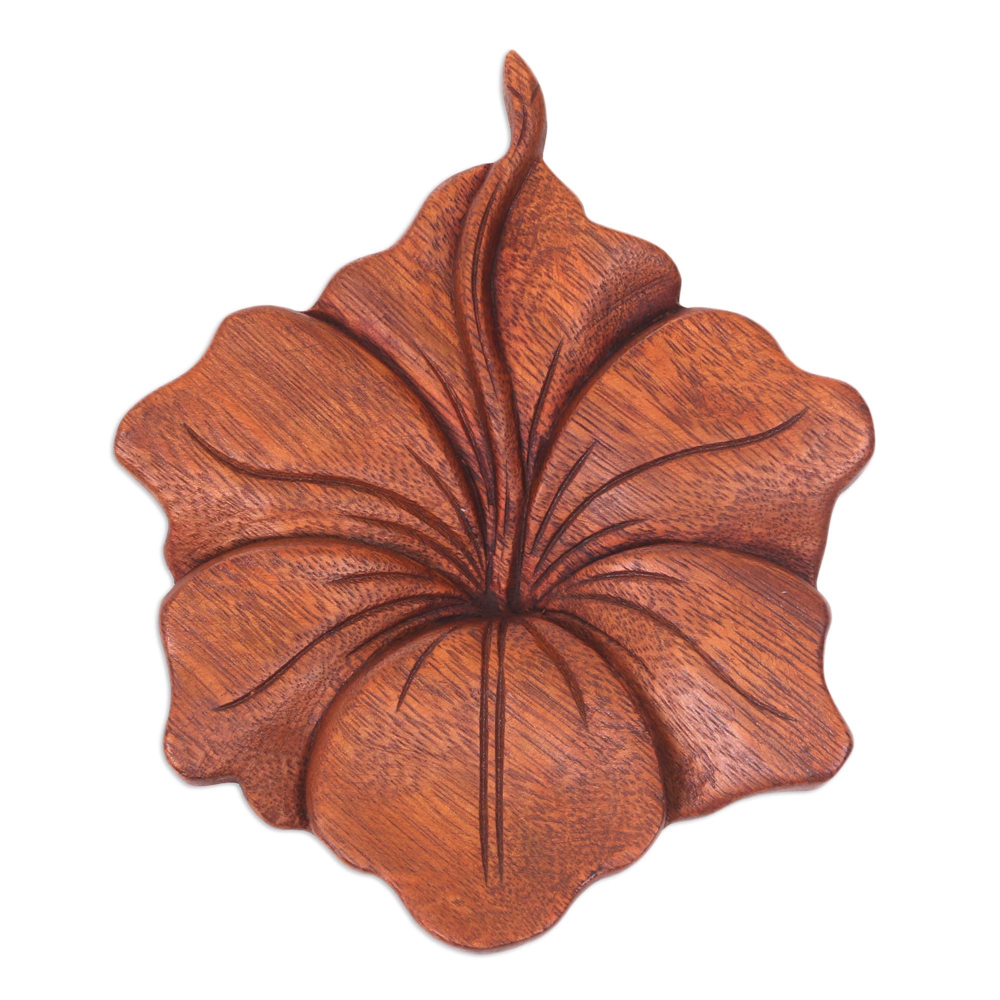 Premium Hand-Carved Balinese Hibiscus Wood Wall Art