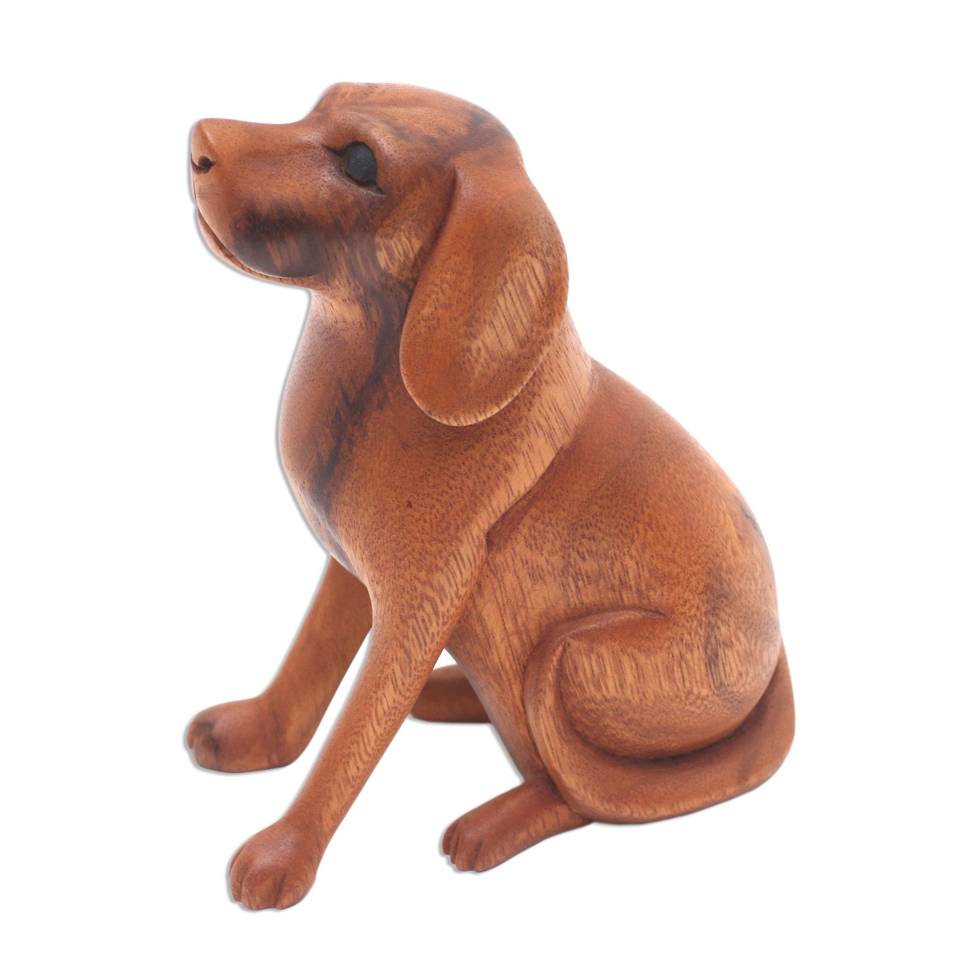 Premium Handcrafted Suar Wood Dog Sculpture from Bali - Loyal Companion Art Piece