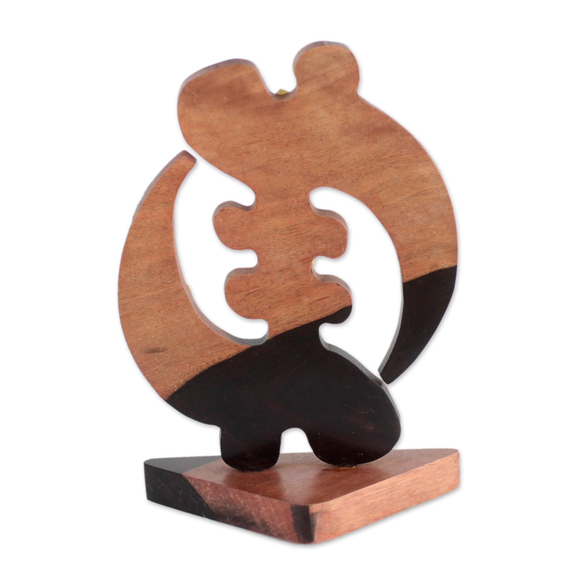 Premium Gye Nyame Ebony Wood Sculpture - Handcrafted Adinkra Statuette from Ghana
