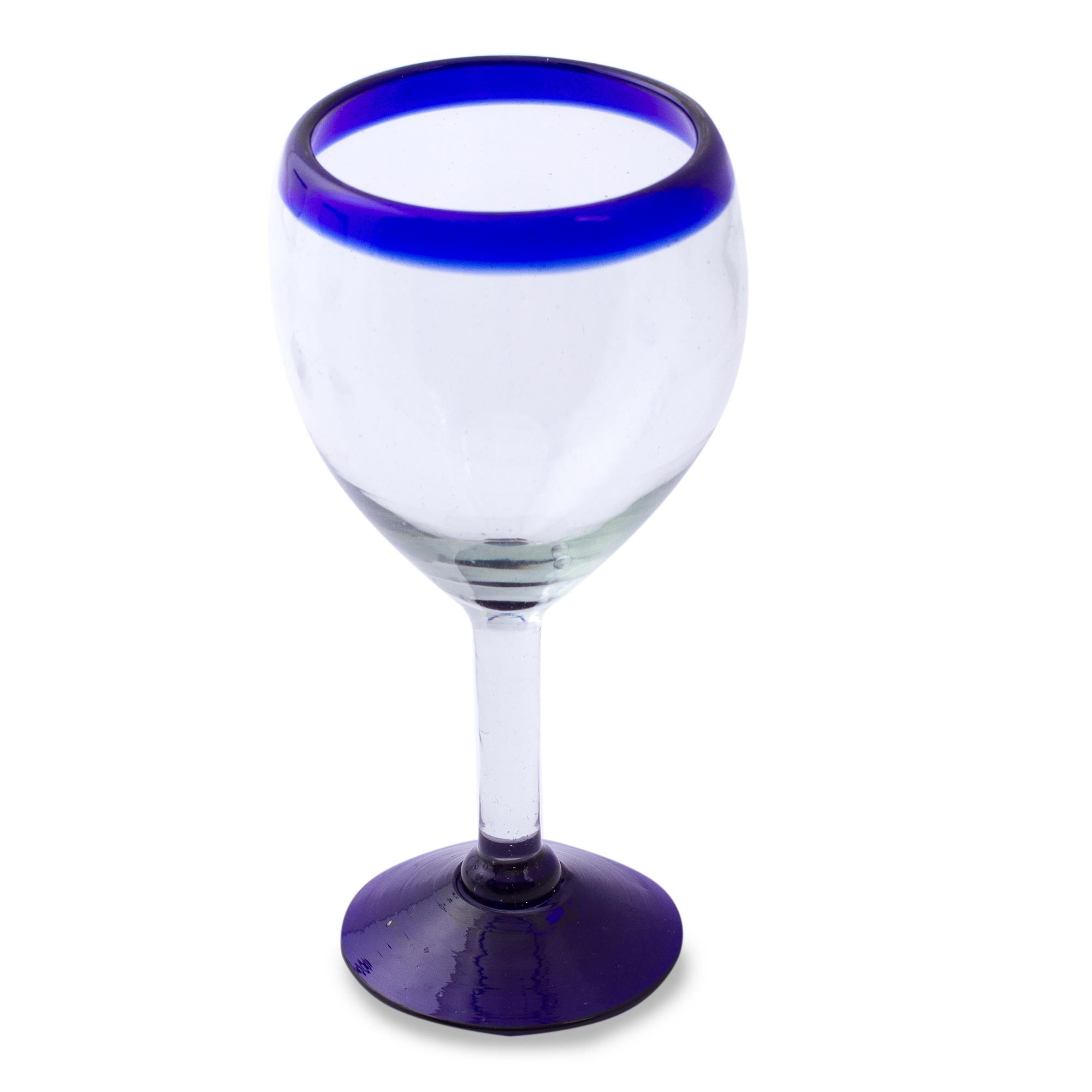 Premium Cobalt Elegance: Set of Six Eco-Friendly Hand-Blown Wine Goblets