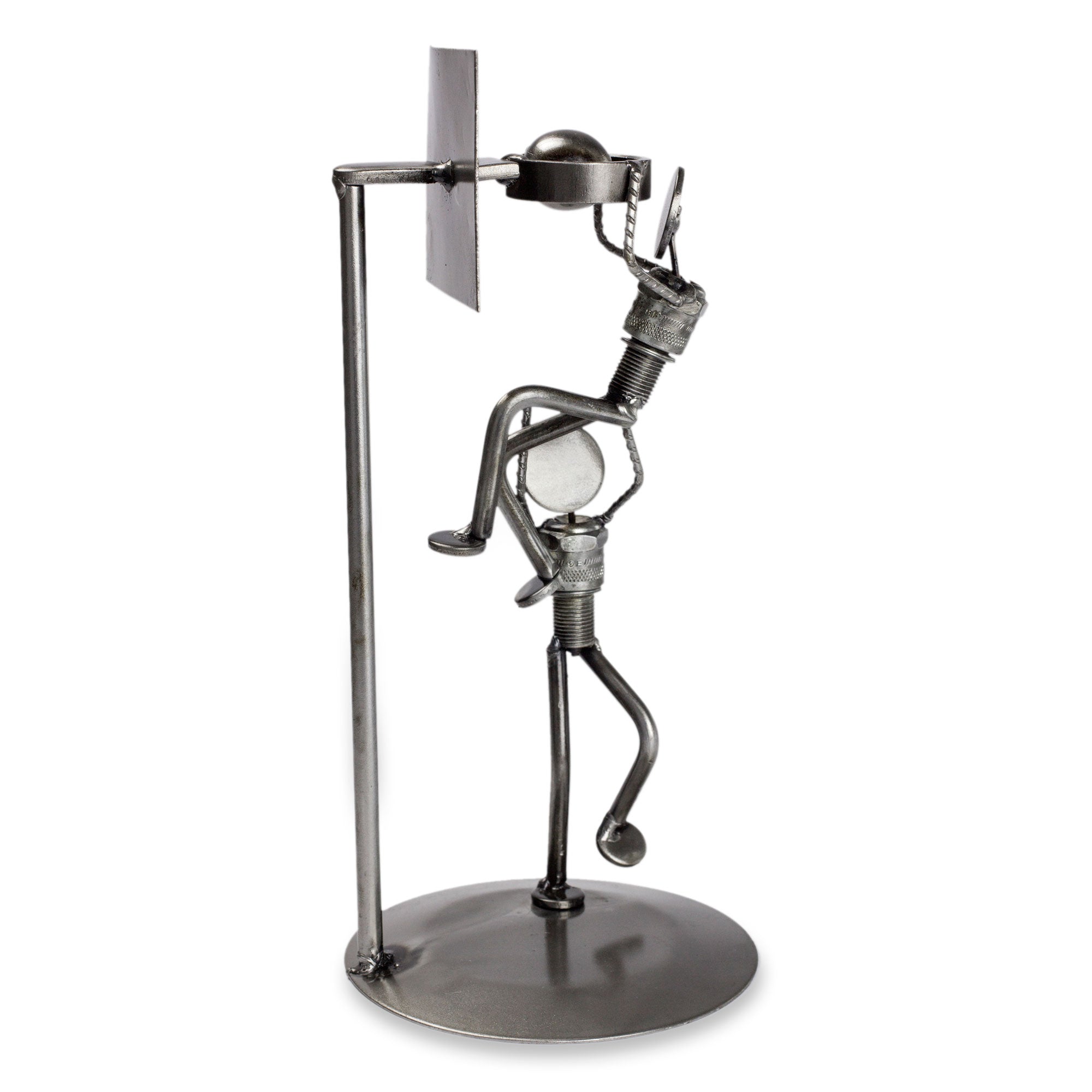 Premium Rustic Basketball Final Recycled Metal Sculpture - Handcrafted Art Piece