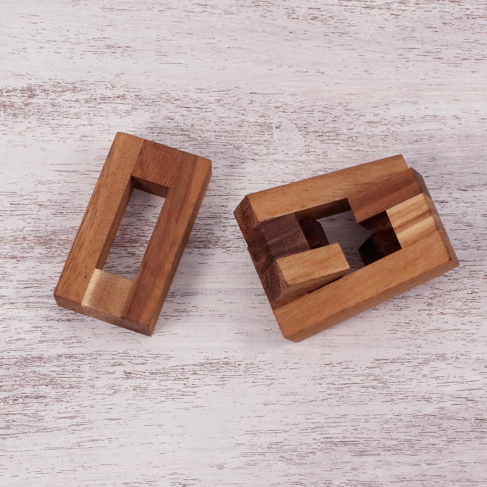 Premium Handcrafted Wooden Burr Puzzle - 'Friendly Letters' by Waraporn Khamsuk