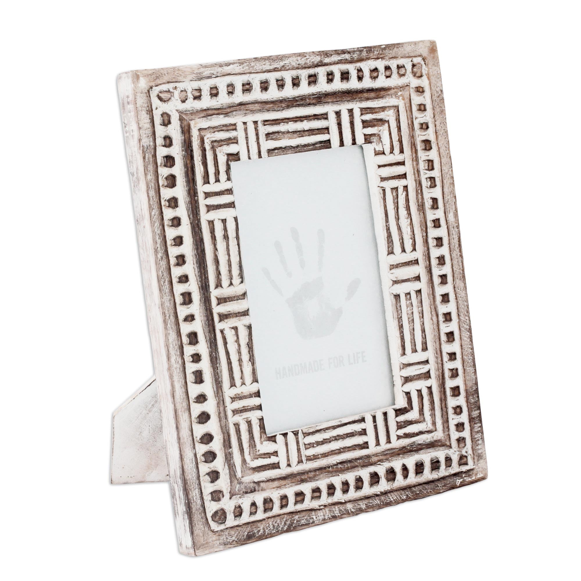 Premium Mughal-Inspired Handcrafted Mango Wood Photo Frame (4x6) - Vintage Antiqued Finish