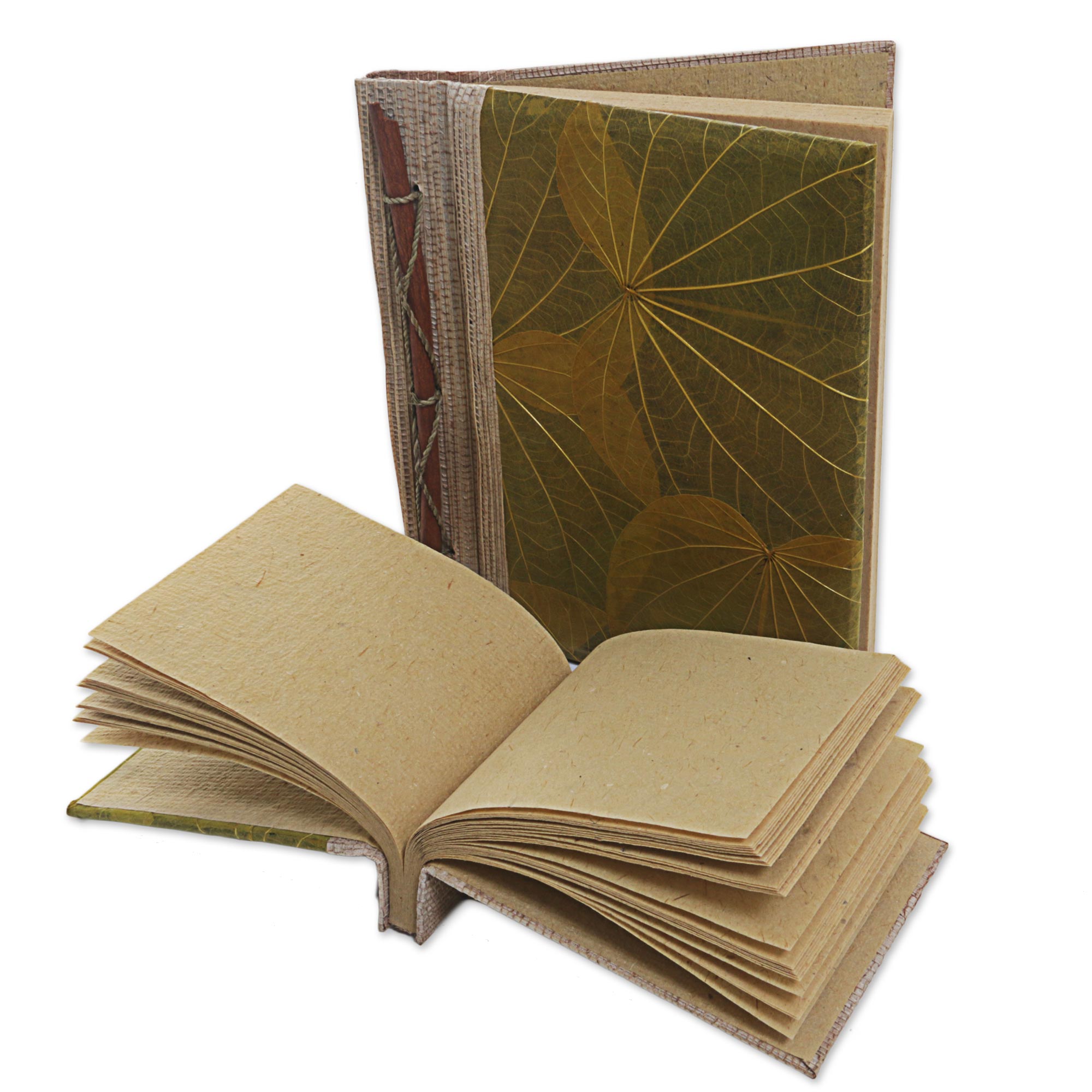 Premium Handcrafted Rice Paper Notebooks - Autumn Spirit in Olive