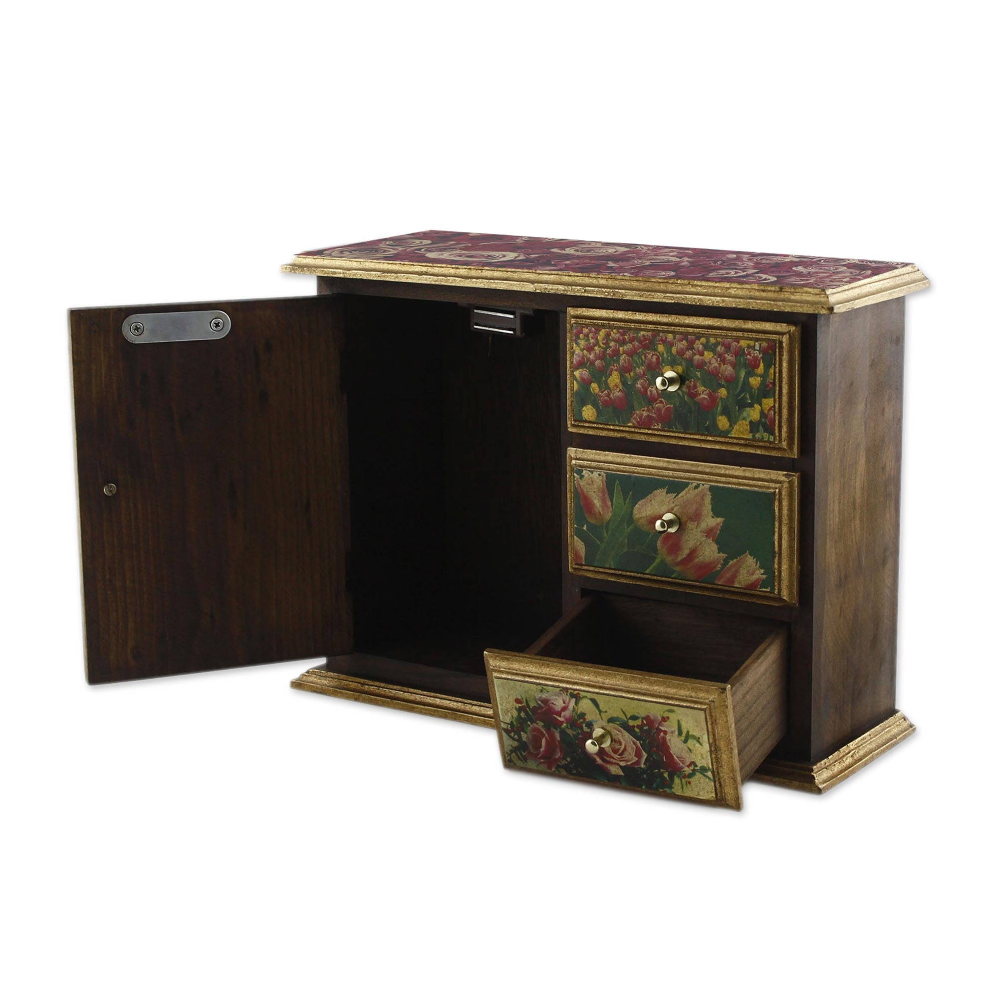Premium Virgin of Guadalupe Decoupage Chest - Handcrafted Antique Design