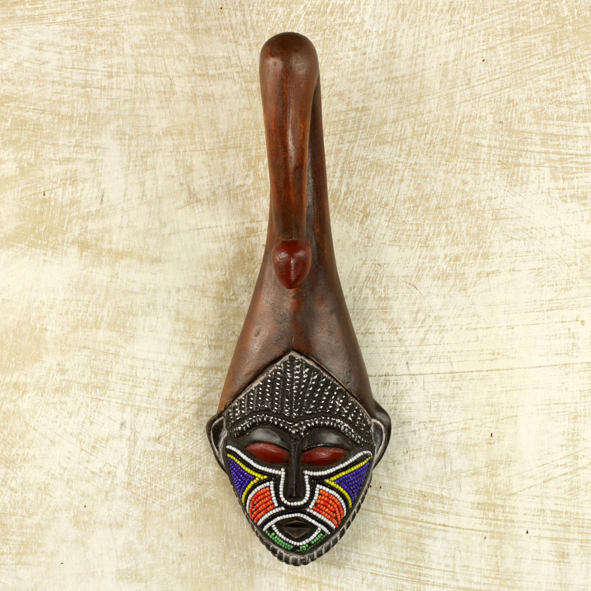 Premium African Scorpion Face Mask - Handcrafted Wall Decor from Ghana